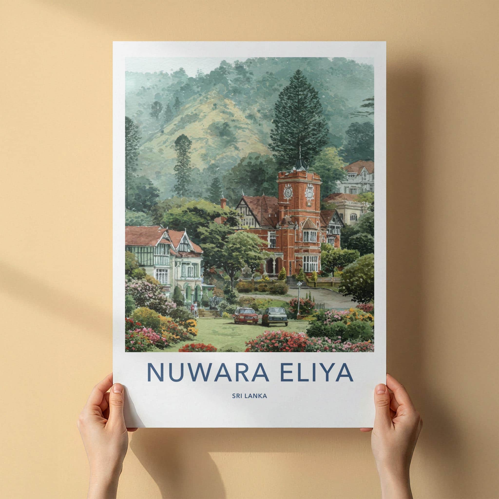 Nuwara Eliya Poster - Sri Lanka Travel Art - Historic Clock Tower Wall Decor