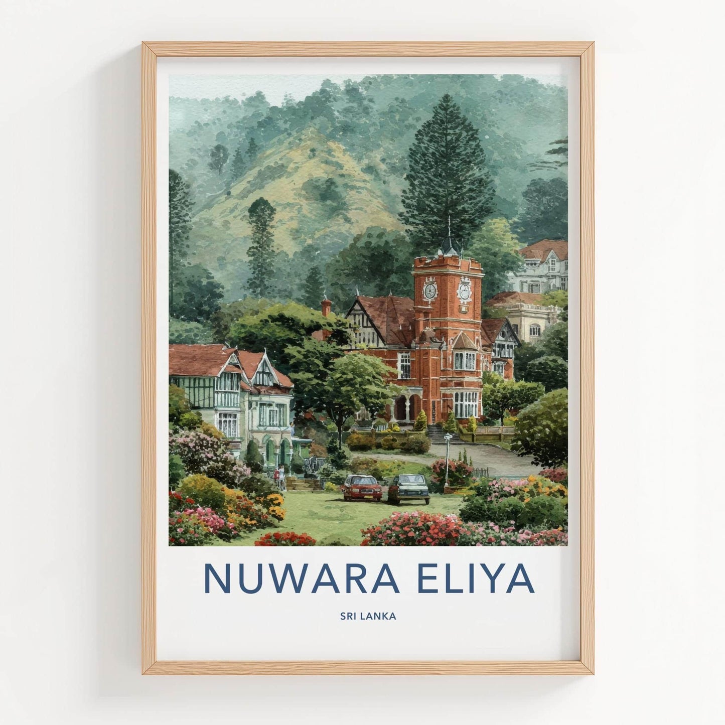 Nuwara Eliya Poster - Sri Lanka Travel Art - Historic Clock Tower Wall Decor