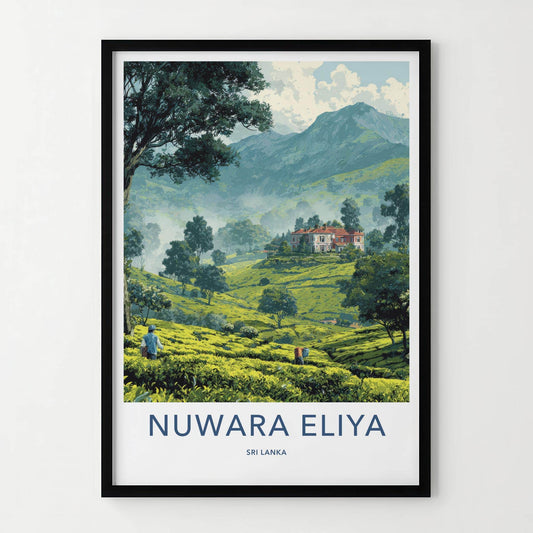 Nuwara Eliya Poster - Sri Lanka Travel Art - Lush Tea Plantation Home Decor