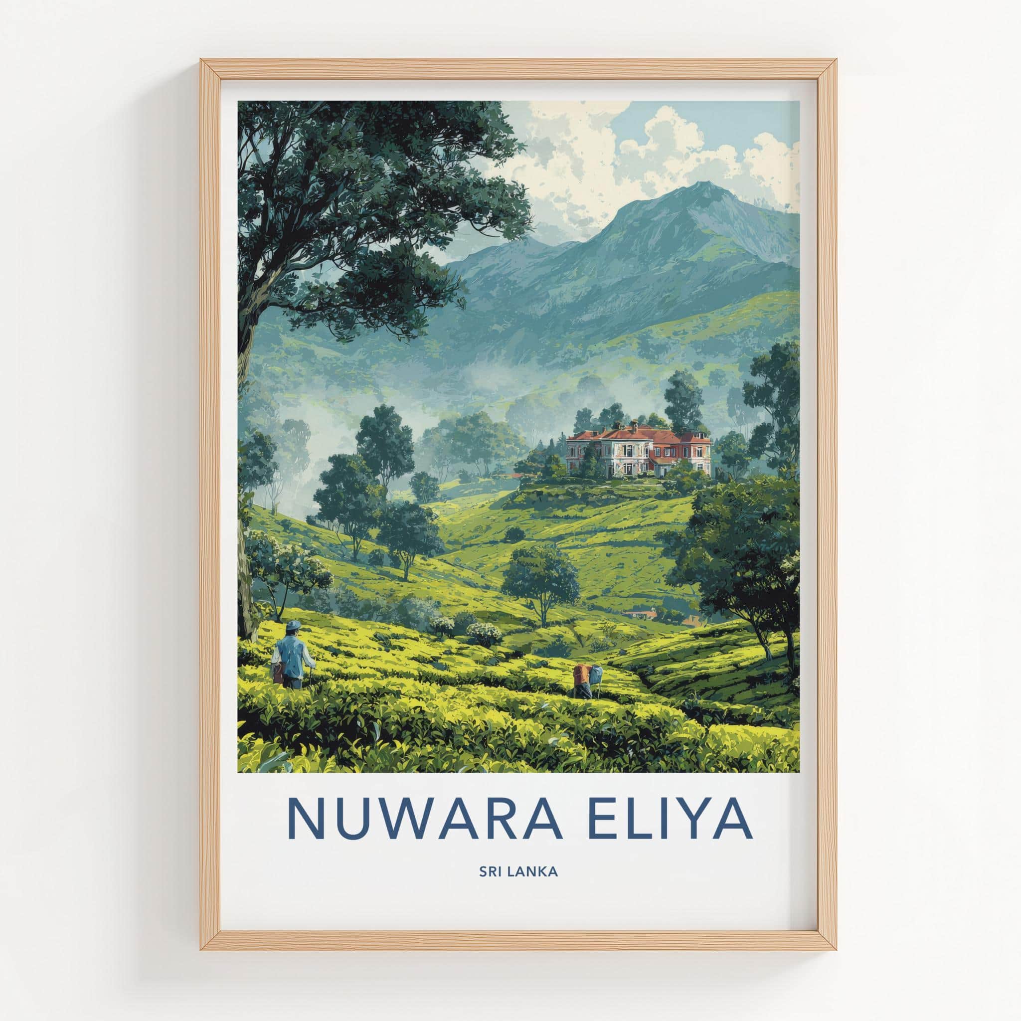 Nuwara Eliya Poster - Sri Lanka Travel Art - Lush Tea Plantation Home Decor