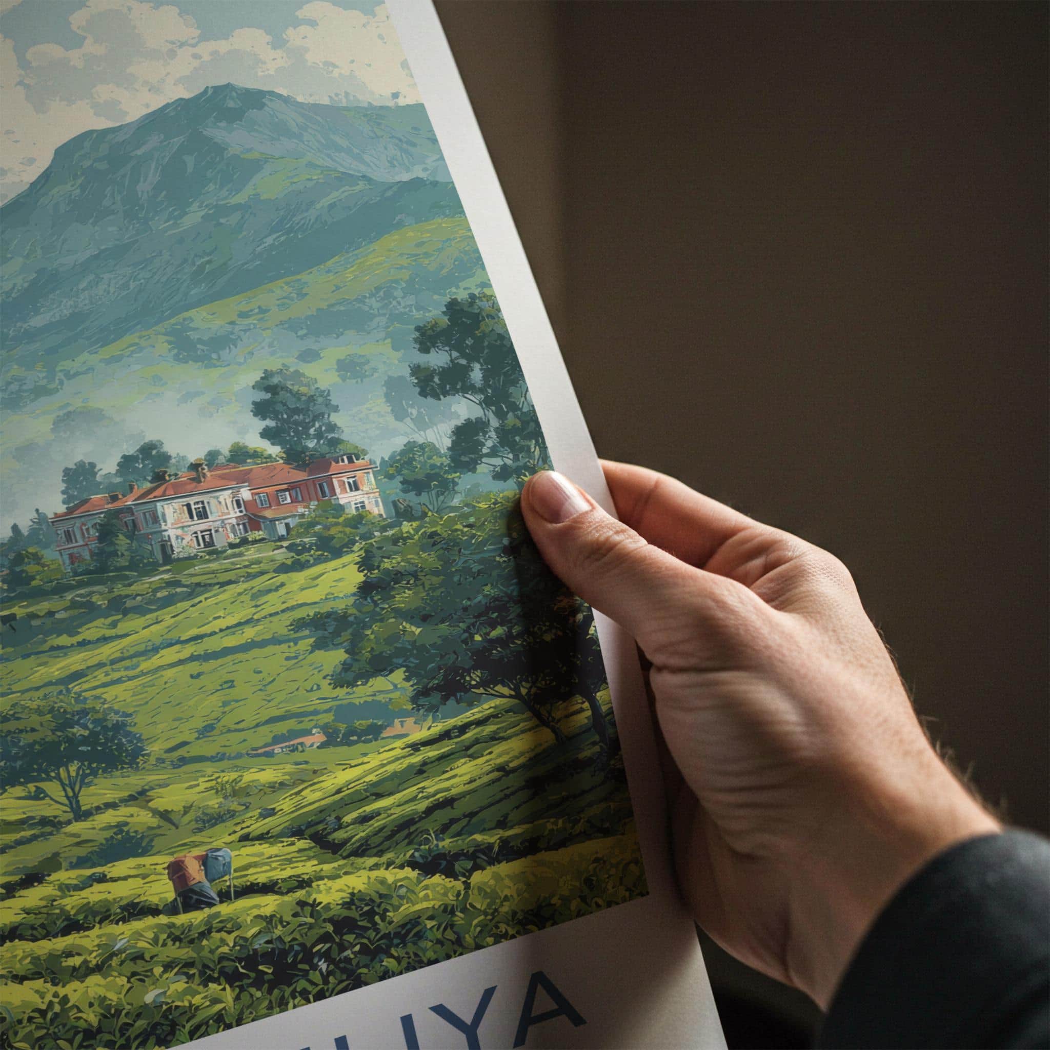 Nuwara Eliya Poster - Sri Lanka Travel Art - Lush Tea Plantation Home Decor