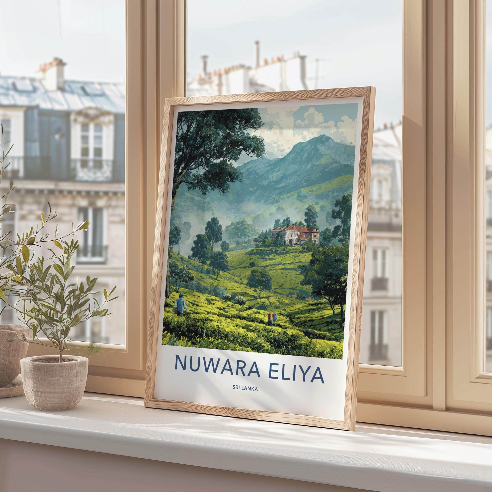 Nuwara Eliya Poster - Sri Lanka Travel Art - Lush Tea Plantation Home Decor