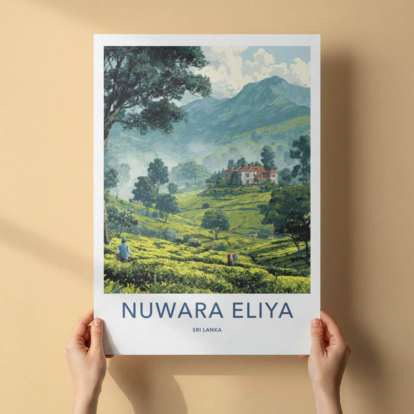 Nuwara Eliya Poster - Sri Lanka Travel Art - Lush Tea Plantation Home Decor