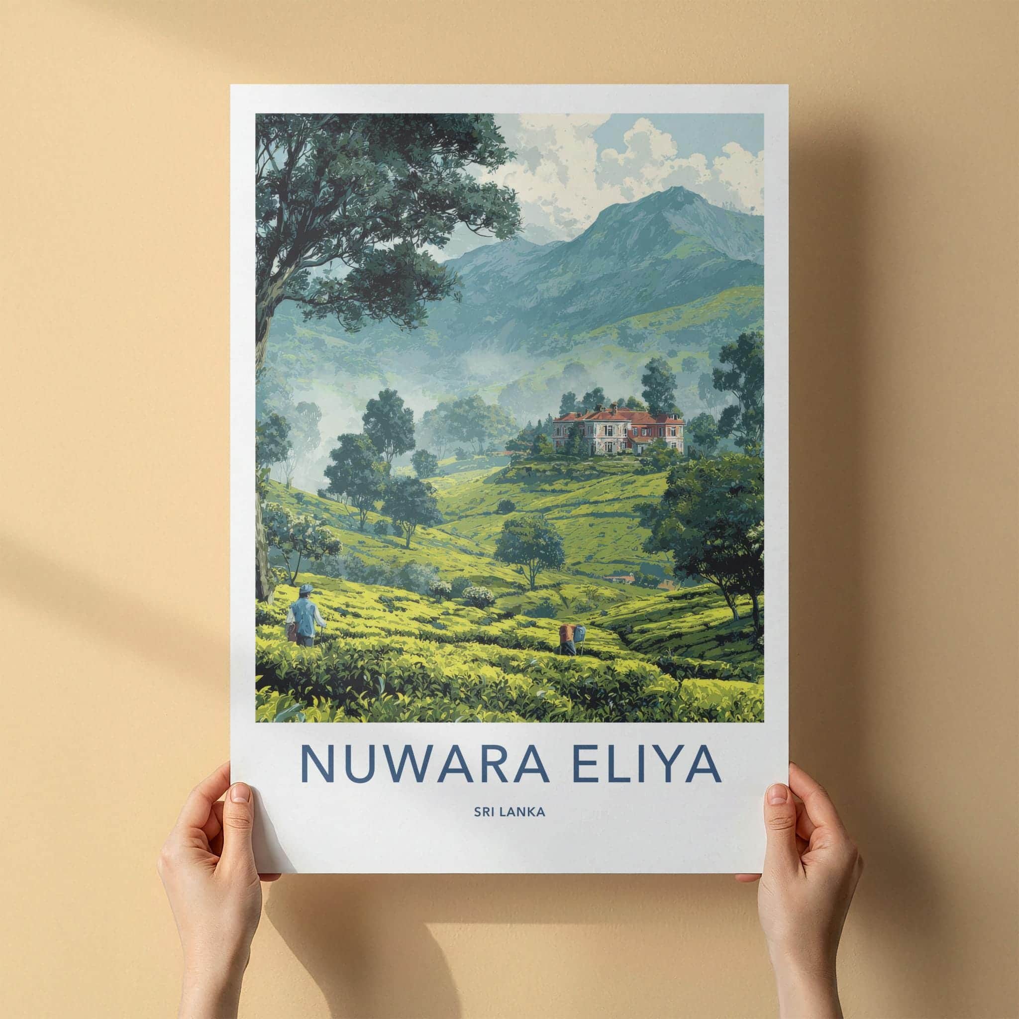 Nuwara Eliya Poster - Sri Lanka Travel Art - Lush Tea Plantation Home Decor