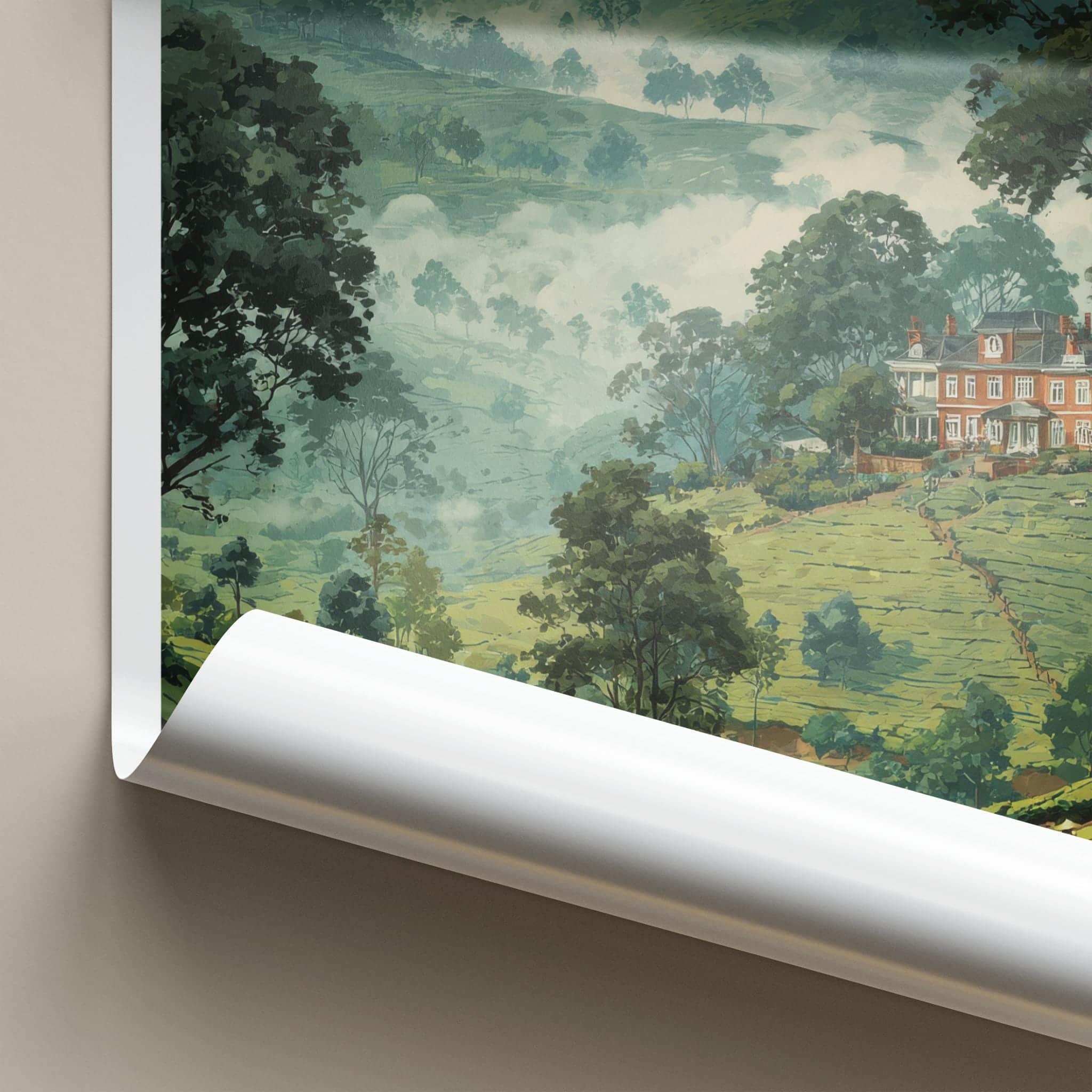 Nuwara Eliya Poster - Sri Lanka Travel Art - Misty Tea Estate Home Decor