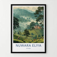 Nuwara Eliya Poster - Sri Lanka Travel Art - Misty Tea Estate Home Decor