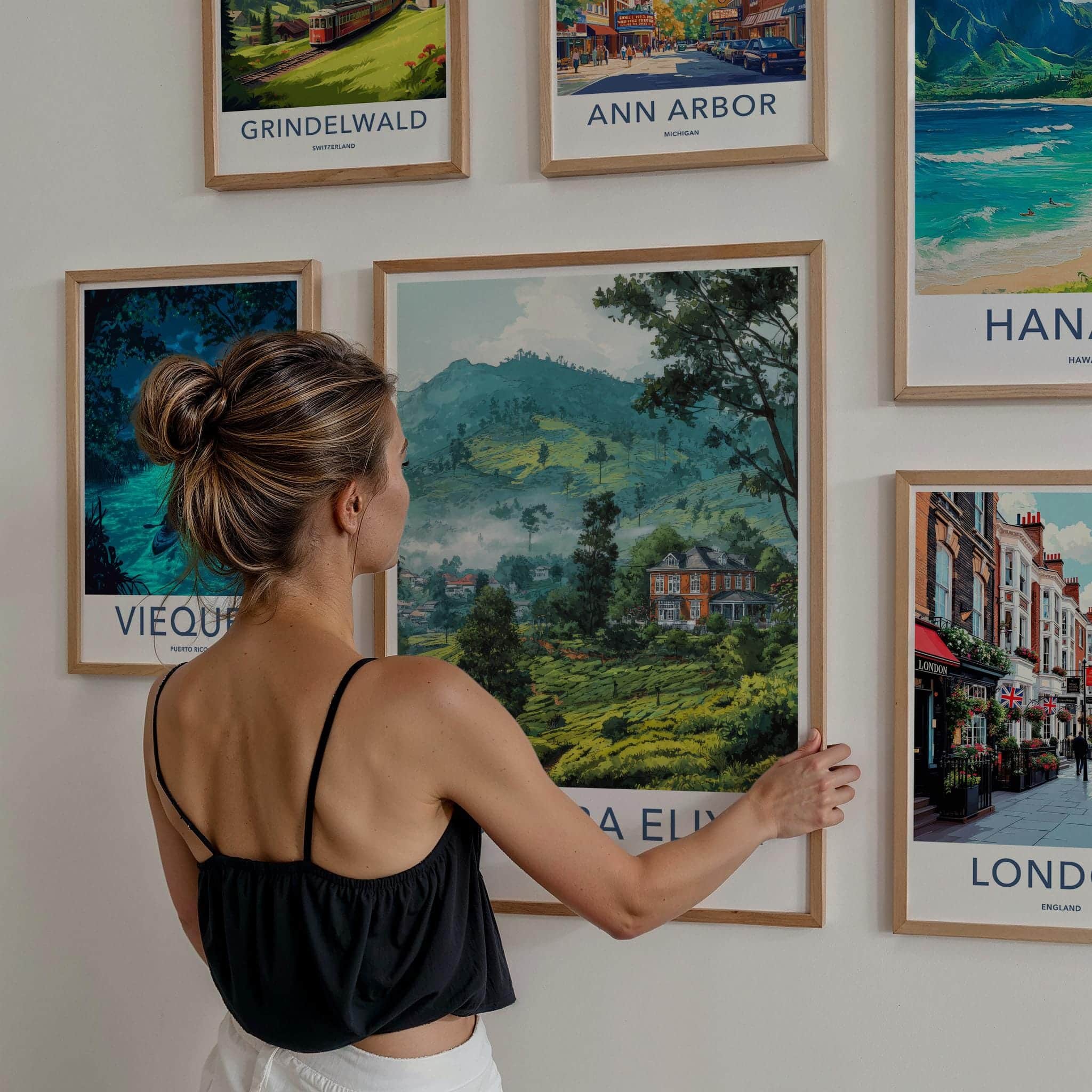 Nuwara Eliya Poster - Sri Lanka Travel Art - Misty Tea Plantation Home Decor