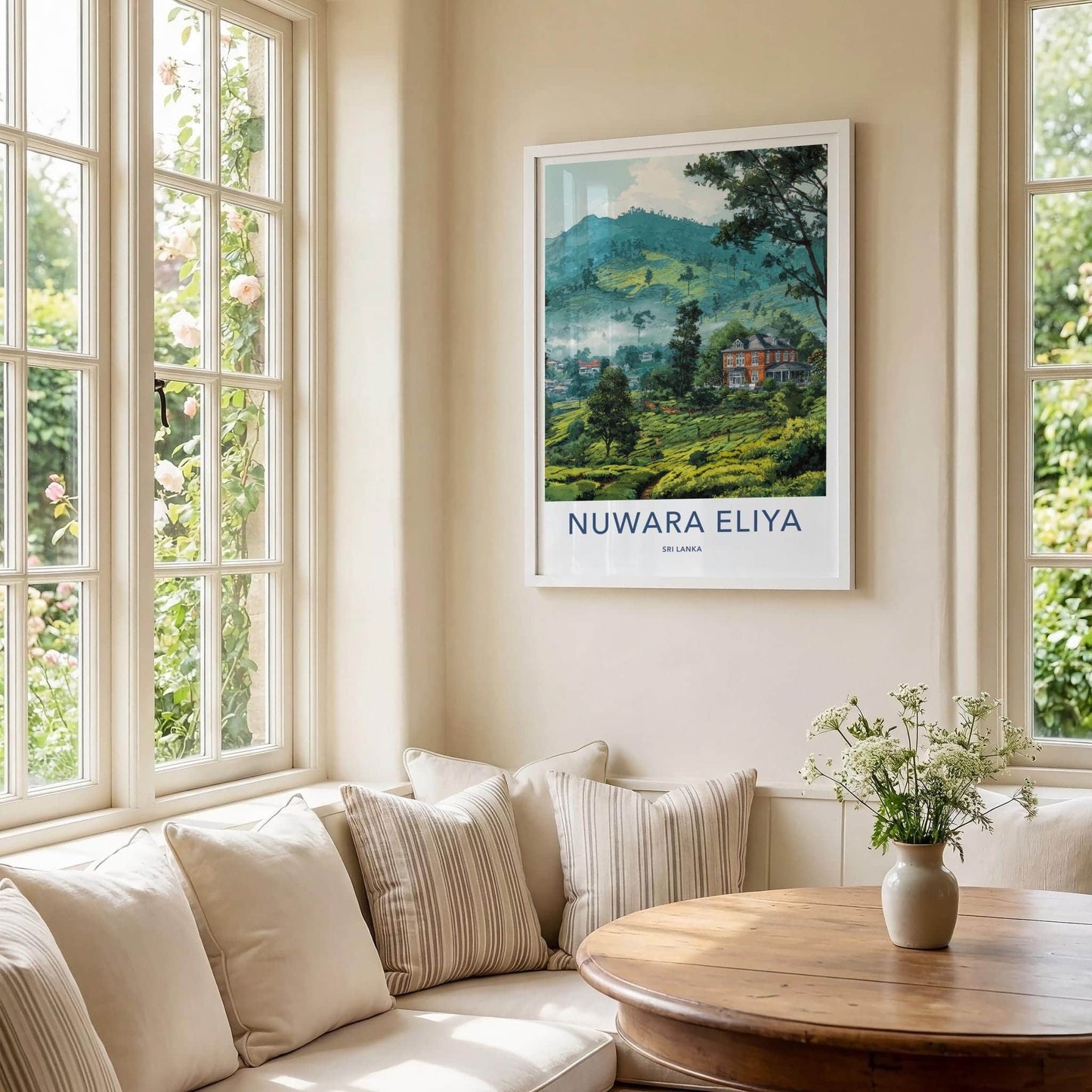 Nuwara Eliya Poster - Sri Lanka Travel Art - Misty Tea Plantation Home Decor