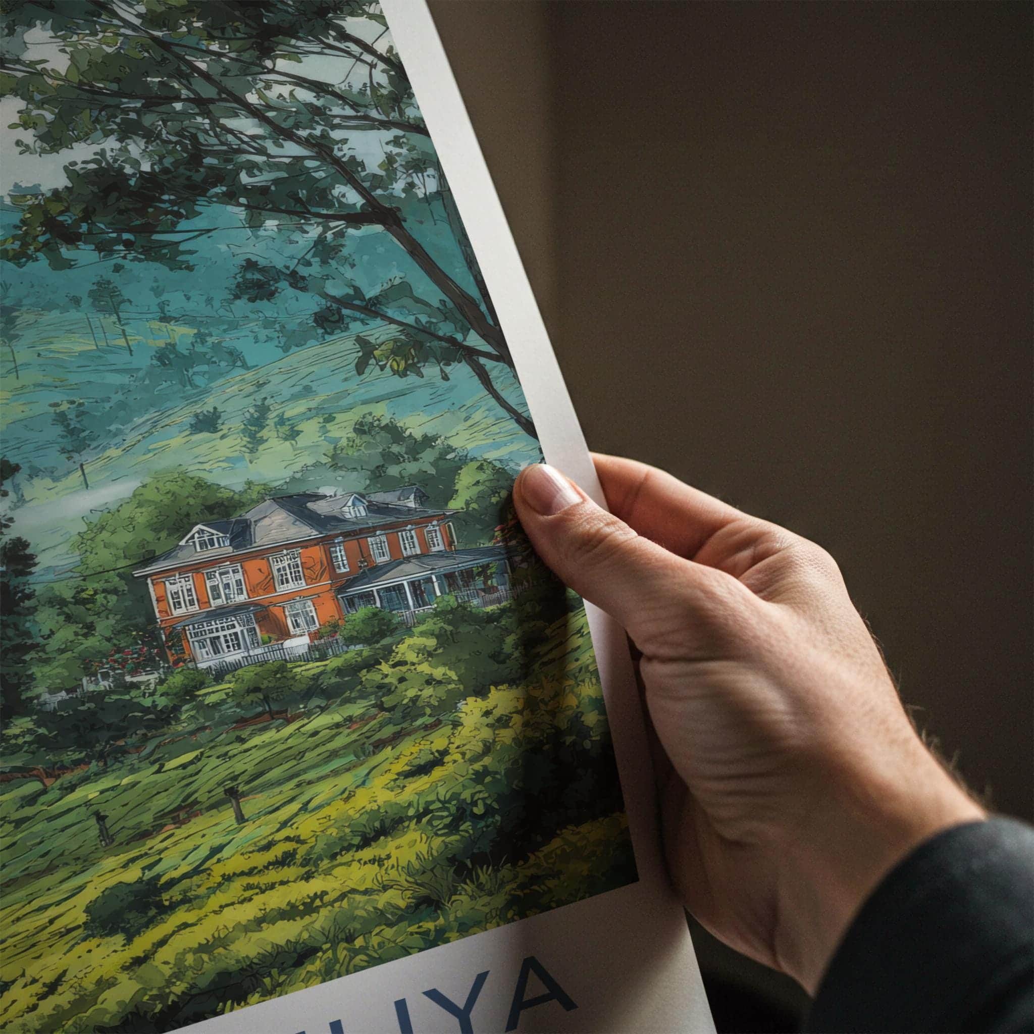 Nuwara Eliya Poster - Sri Lanka Travel Art - Misty Tea Plantation Home Decor