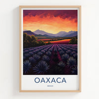 Oaxaca Poster - Mexico Travel Art - Agave Field Sunset Home Decor