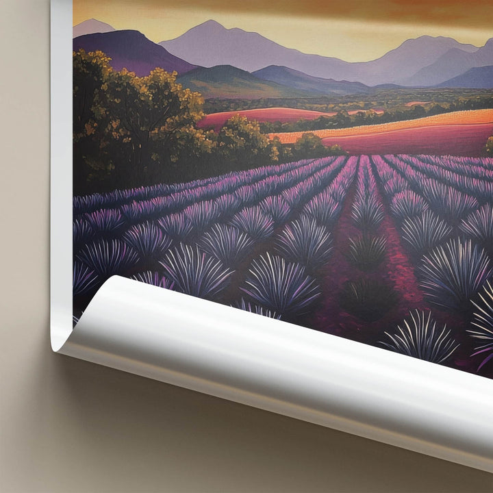Oaxaca Poster - Mexico Travel Art - Agave Field Sunset Home Decor