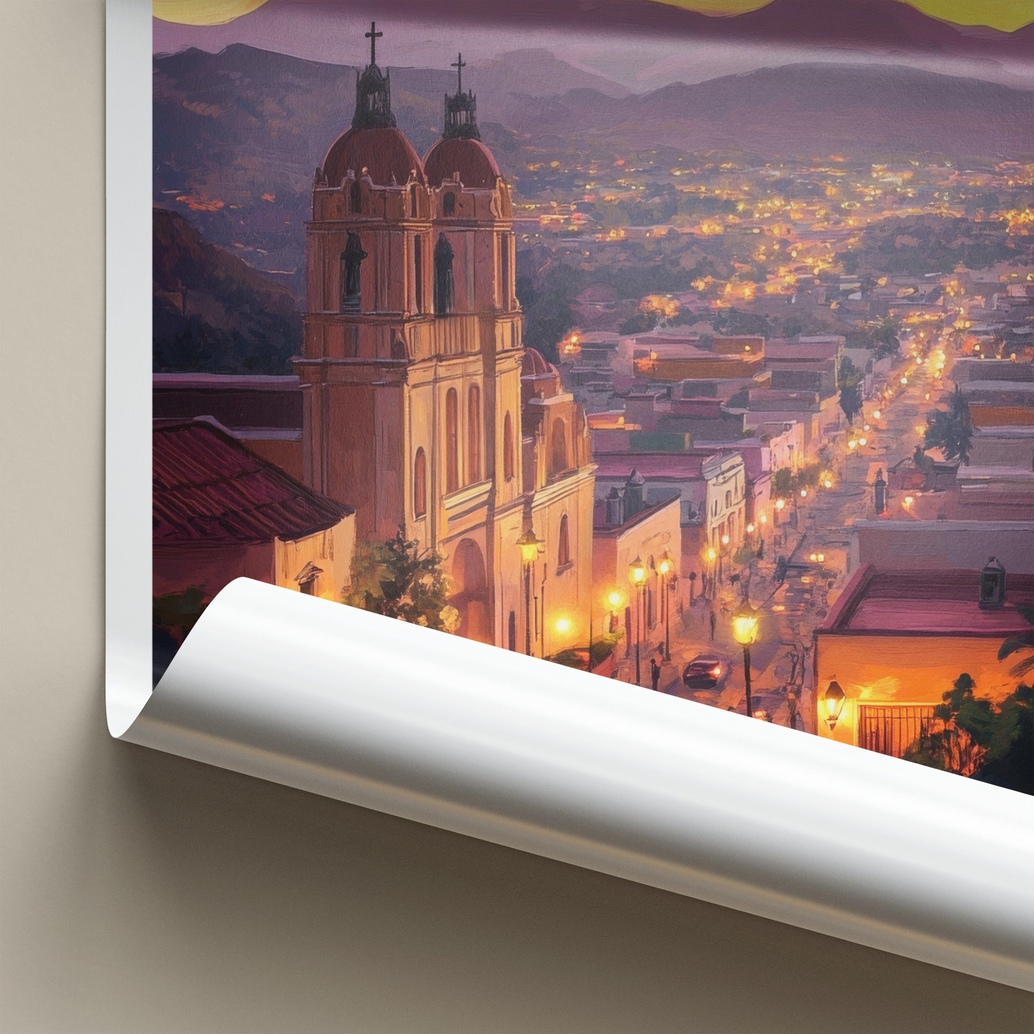Oaxaca Poster - Mexico Travel Art - Vibrant City Evening Home Decor