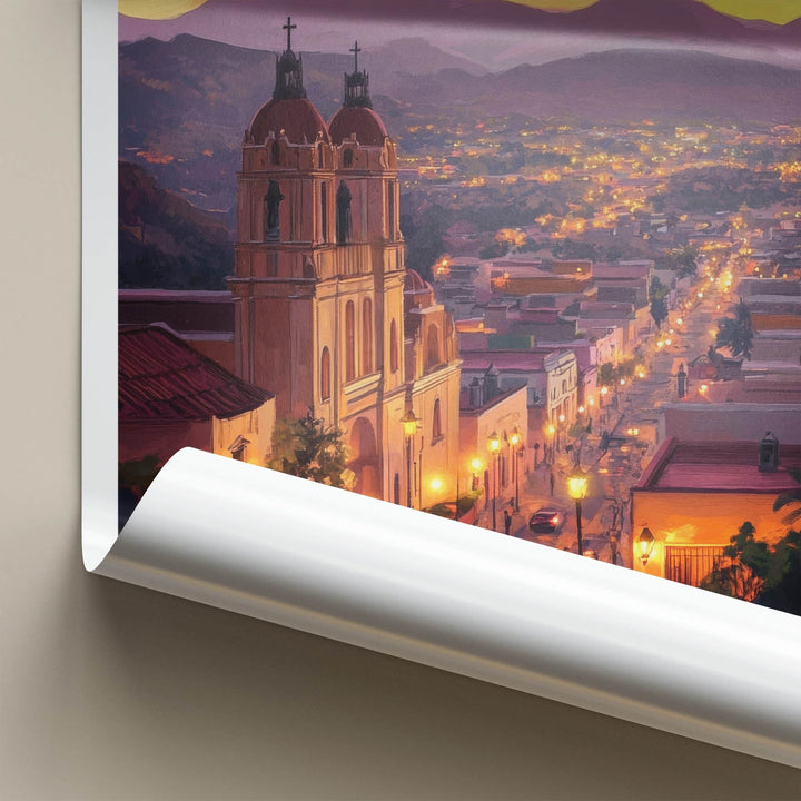 Oaxaca Poster - Mexico Travel Art - Vibrant City Evening Home Decor