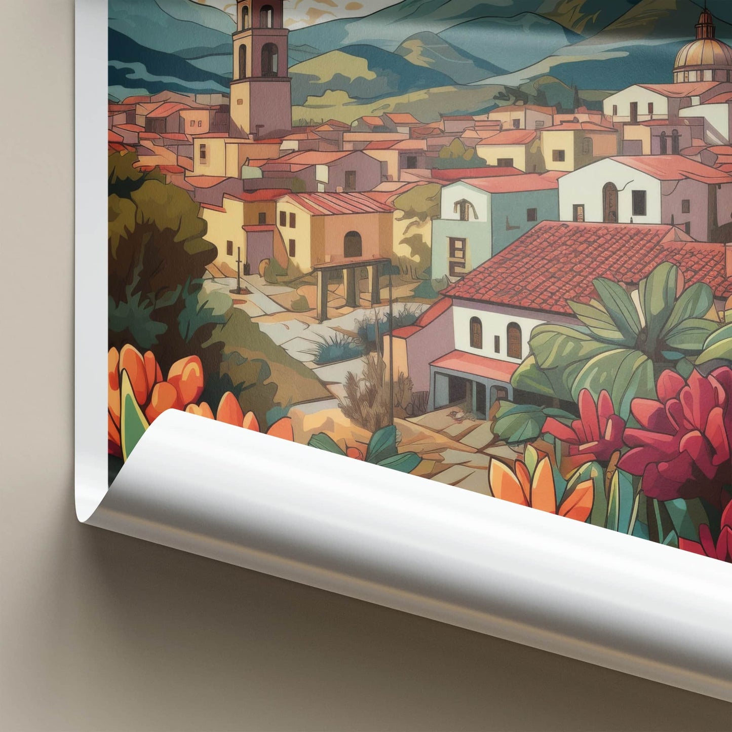 Oaxaca Poster - Mexico Travel Art - Vibrant Town Flowers Home Decor
