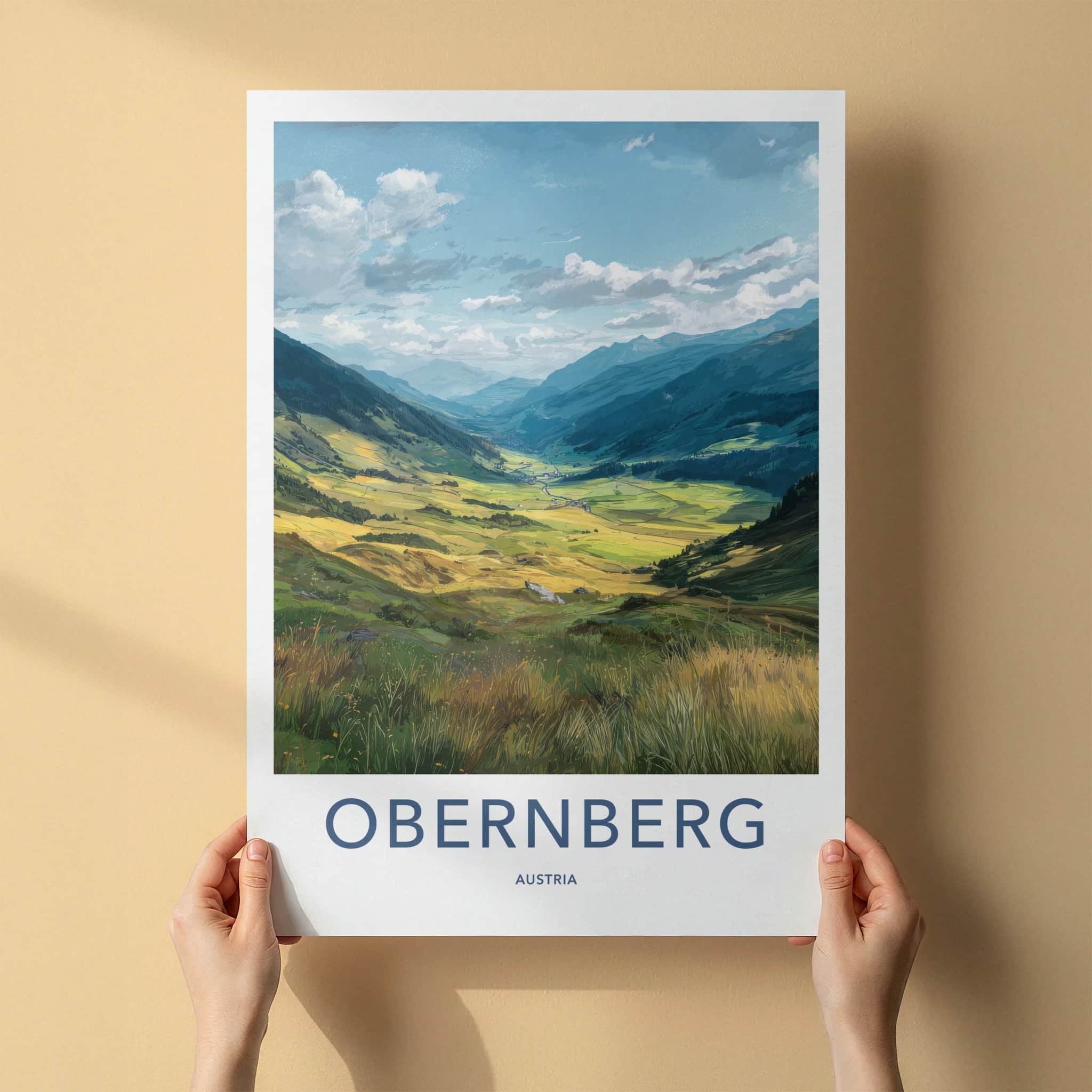 Obernberg Poster - Austria Art Print - Alpine Valley Sunset Wall Decor