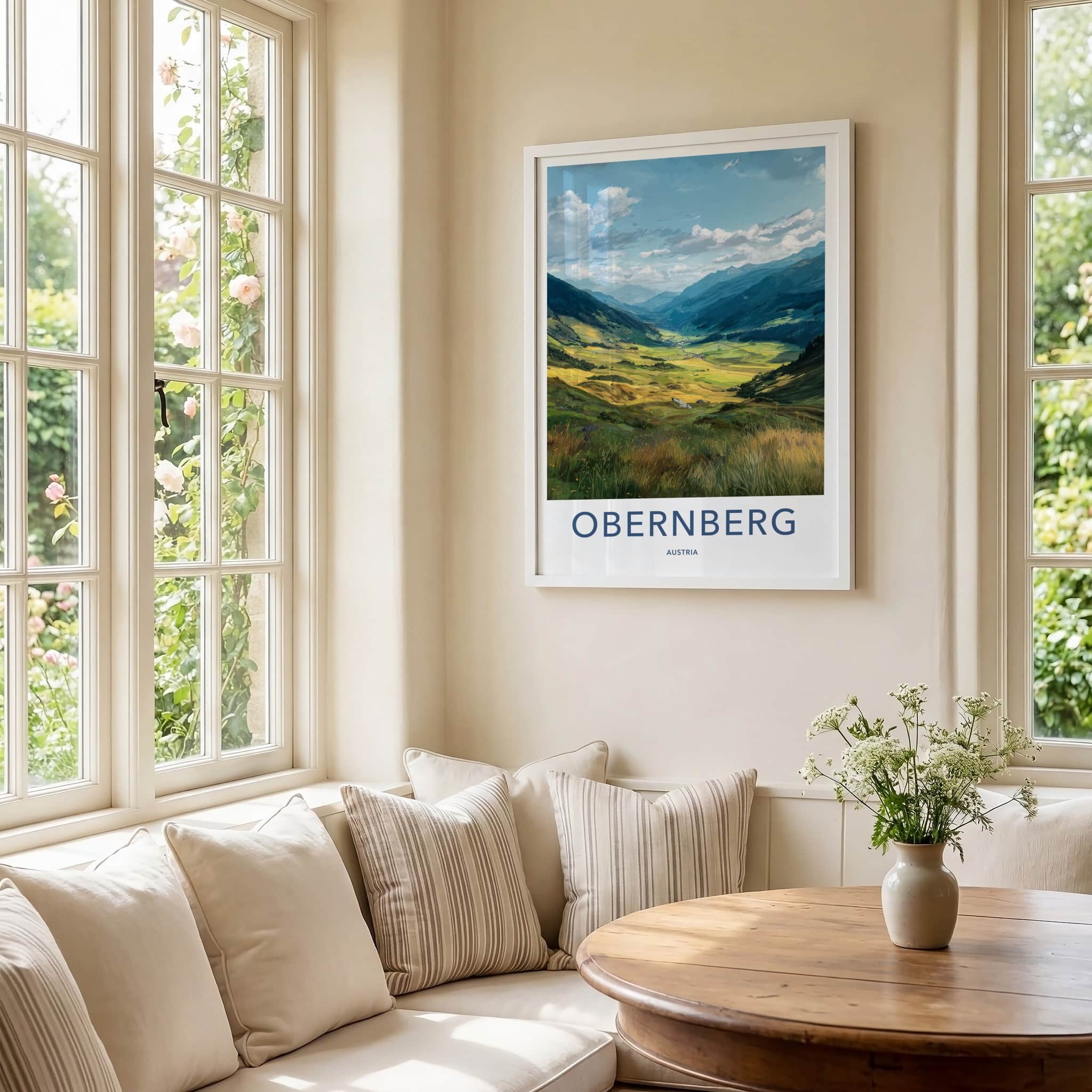 Obernberg Poster - Austria Art Print - Alpine Valley Sunset Wall Decor