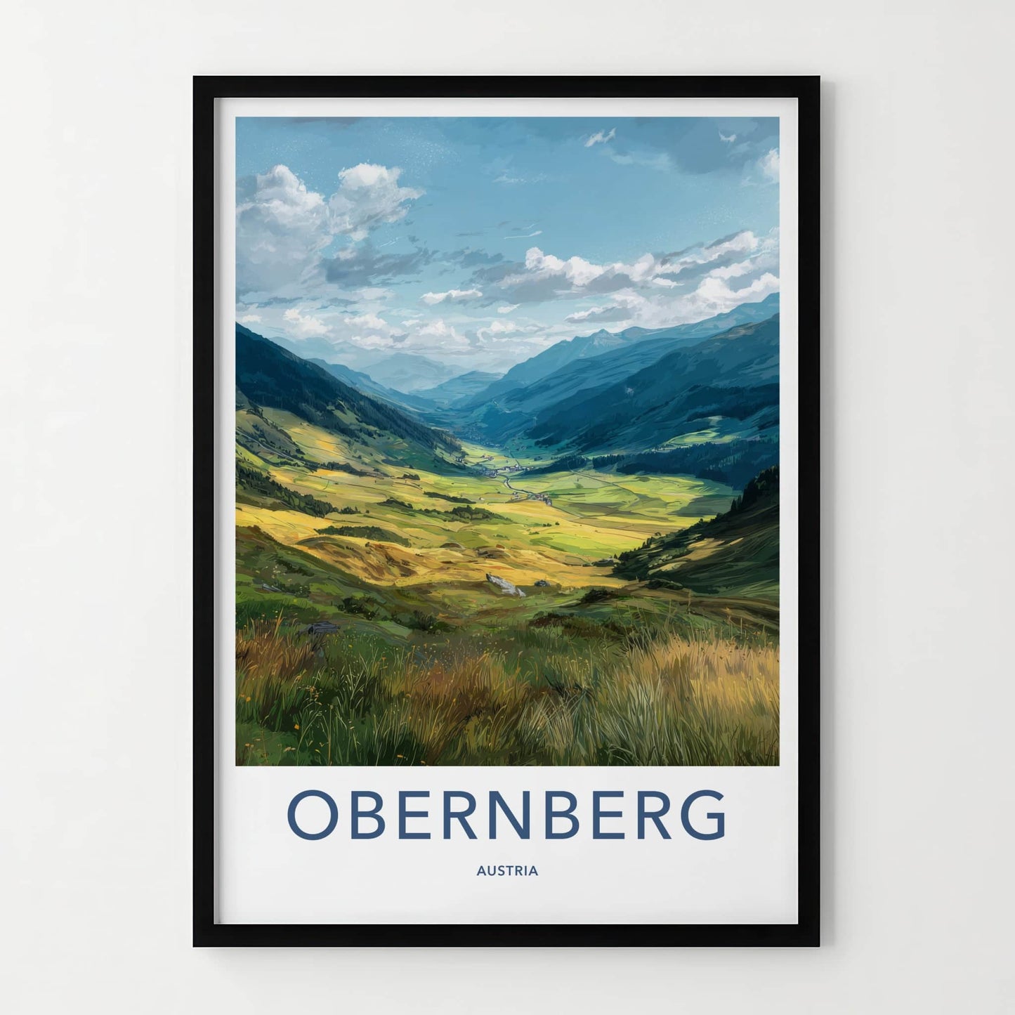 Obernberg Poster - Austria Art Print - Alpine Valley Sunset Wall Decor