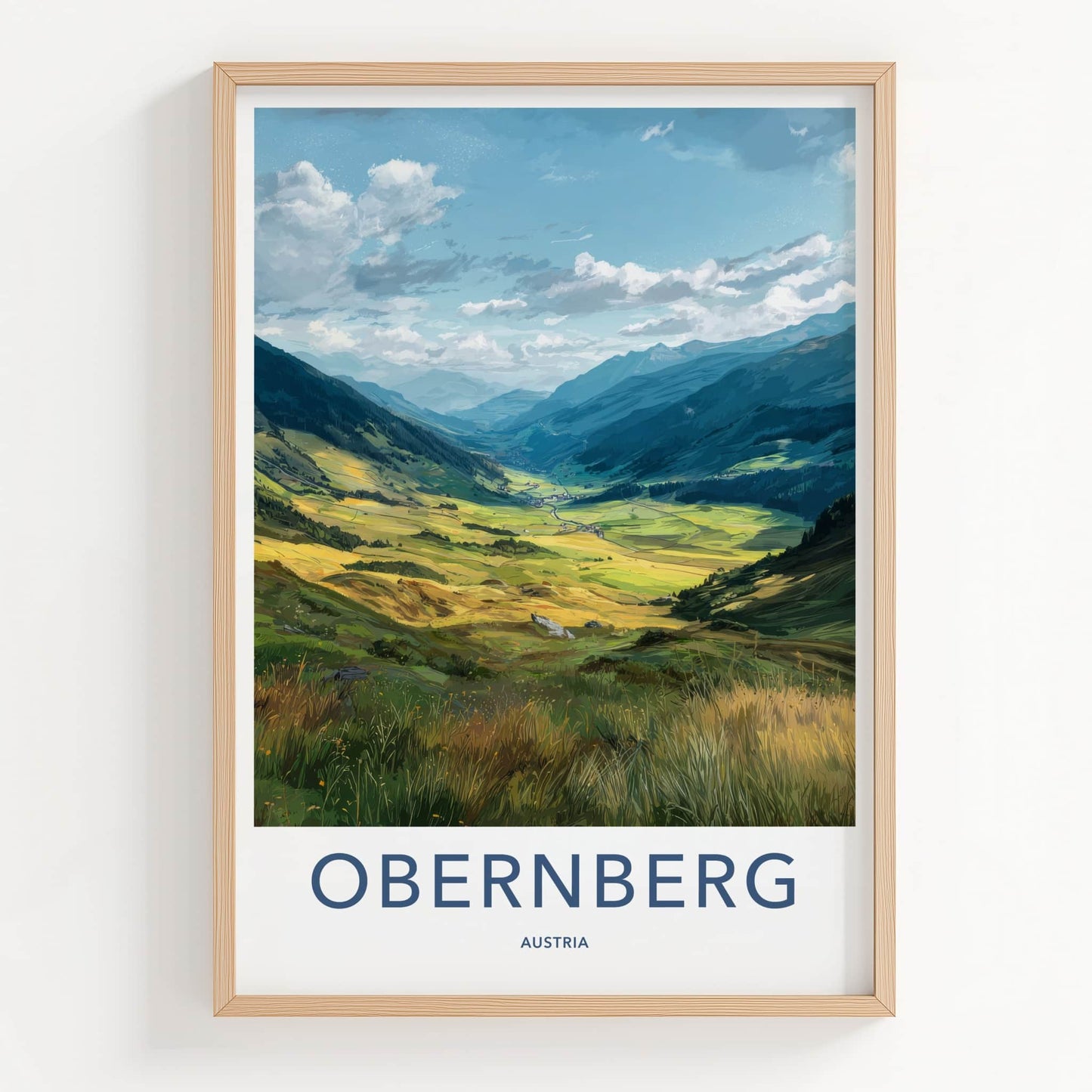 Obernberg Poster - Austria Art Print - Alpine Valley Sunset Wall Decor