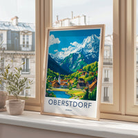 Oberstdorf Poster - Germany Framed Print - Alpine Village Lake Lounge Decor