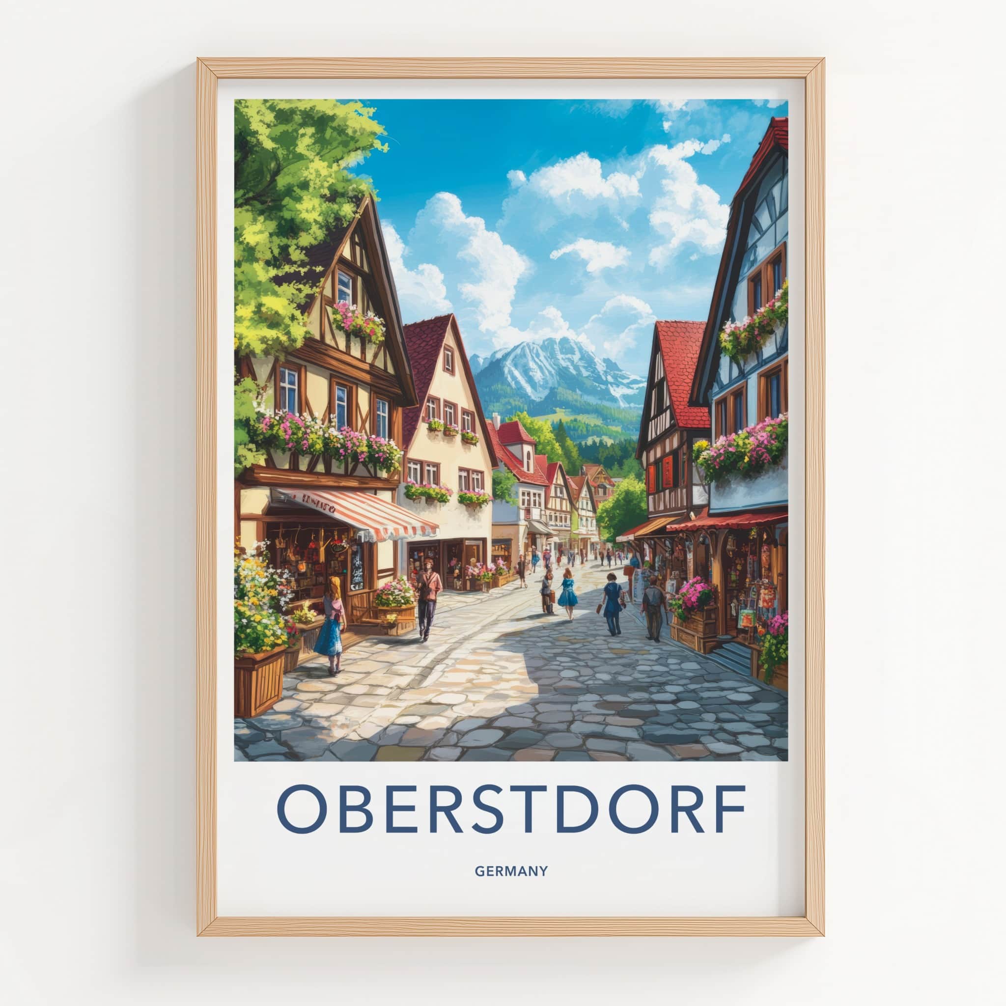Oberstdorf Poster - Germany Travel Art - Alpine Village Scene Home Decor