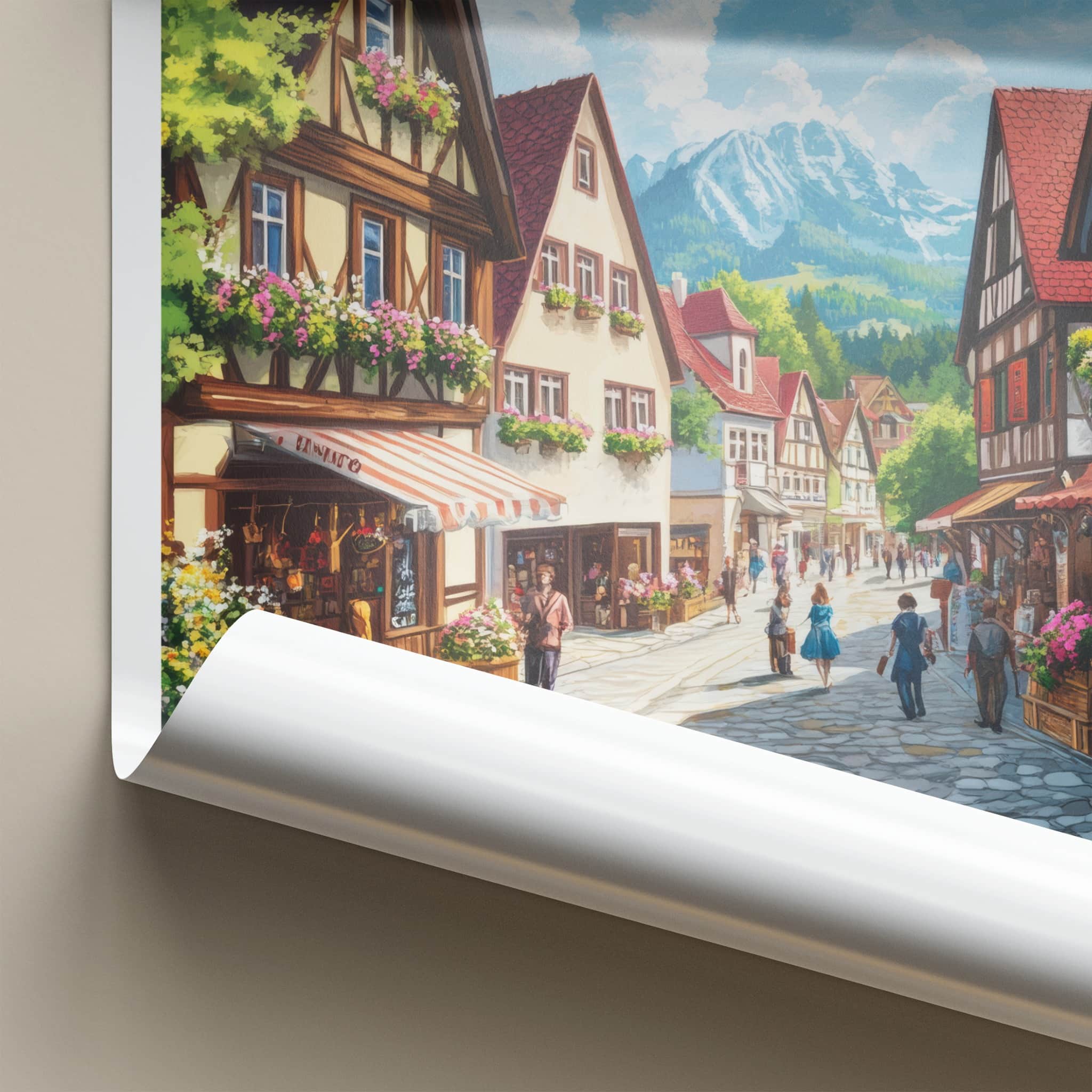 Oberstdorf Poster - Germany Travel Art - Alpine Village Scene Home Decor