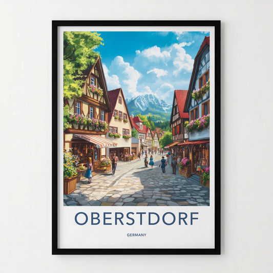Oberstdorf Poster - Germany Travel Art - Alpine Village Scene Home Decor