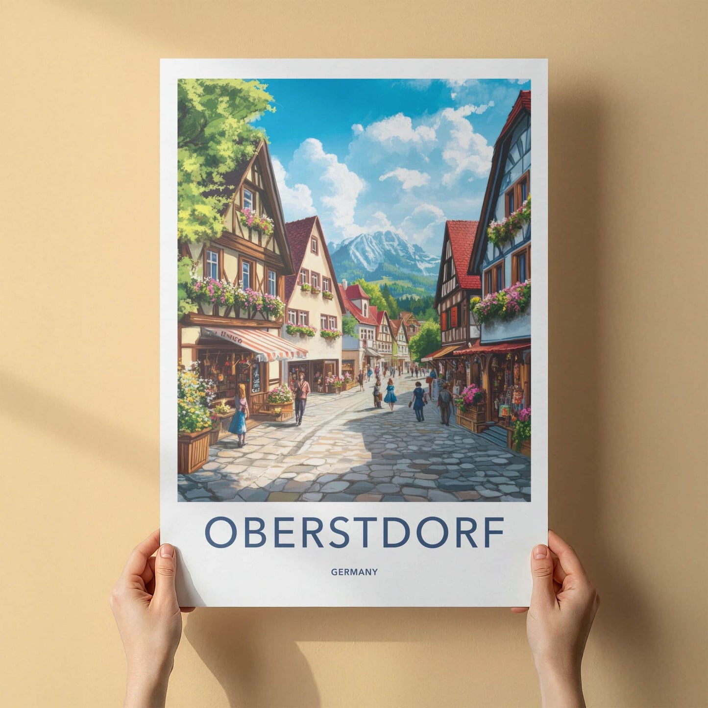 Oberstdorf Poster - Germany Travel Art - Alpine Village Scene Home Decor