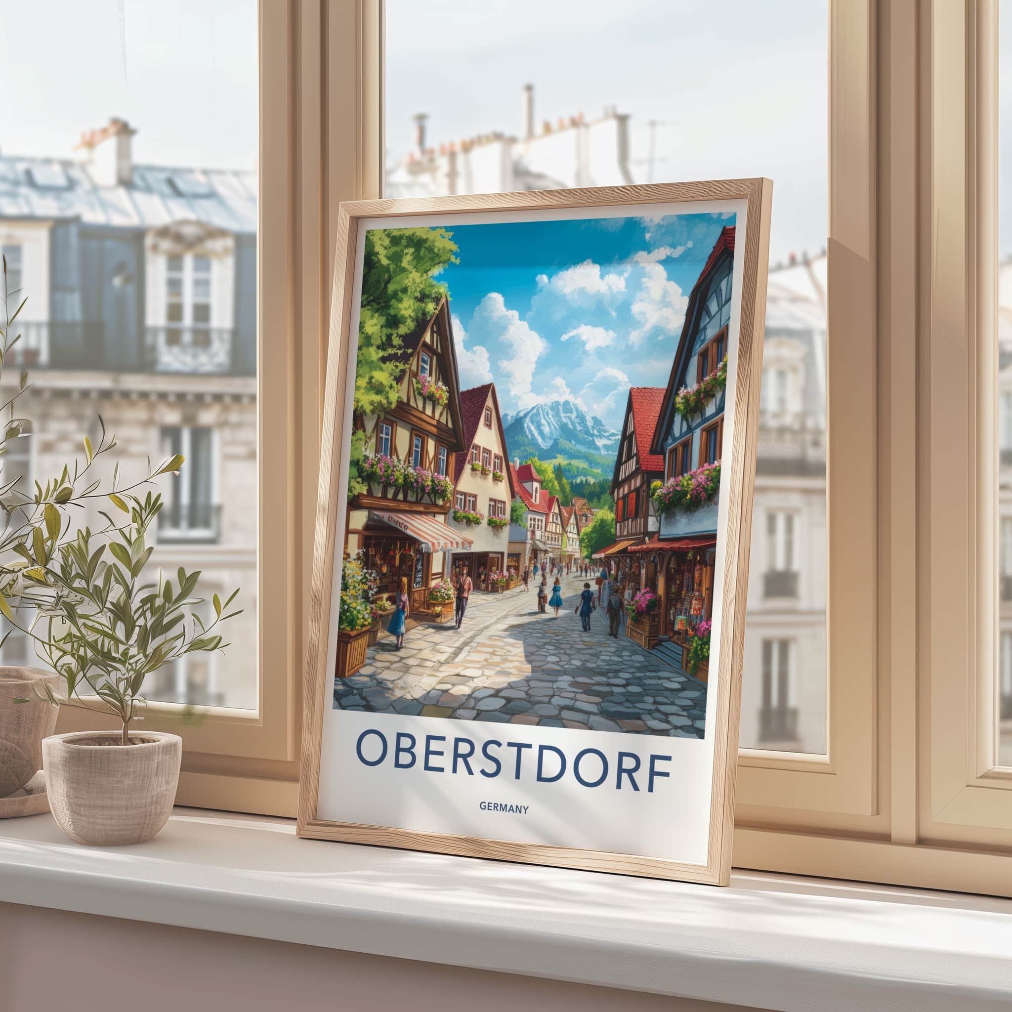 Oberstdorf Poster - Germany Travel Art - Alpine Village Scene Home Decor