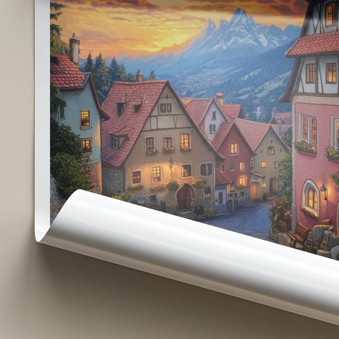 Oberstdorf Poster - Germany Travel Art - Alpine Village Sunset Home Decor