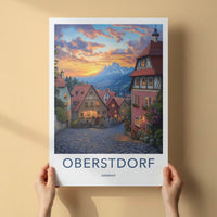 Oberstdorf Poster - Germany Travel Art - Alpine Village Sunset Home Decor