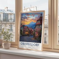 Oberstdorf Poster - Germany Travel Art - Alpine Village Sunset Home Decor