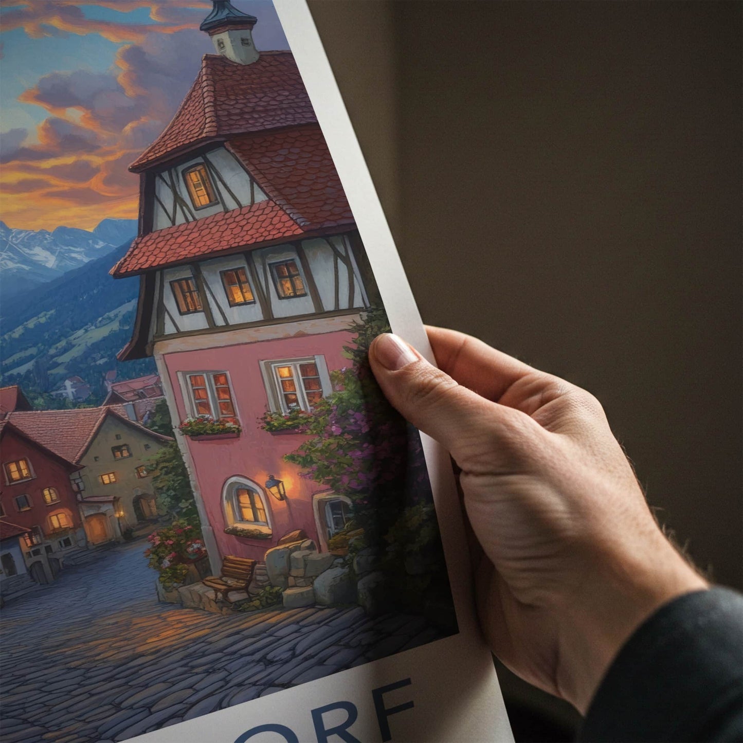 Oberstdorf Poster - Germany Travel Art - Alpine Village Sunset Home Decor