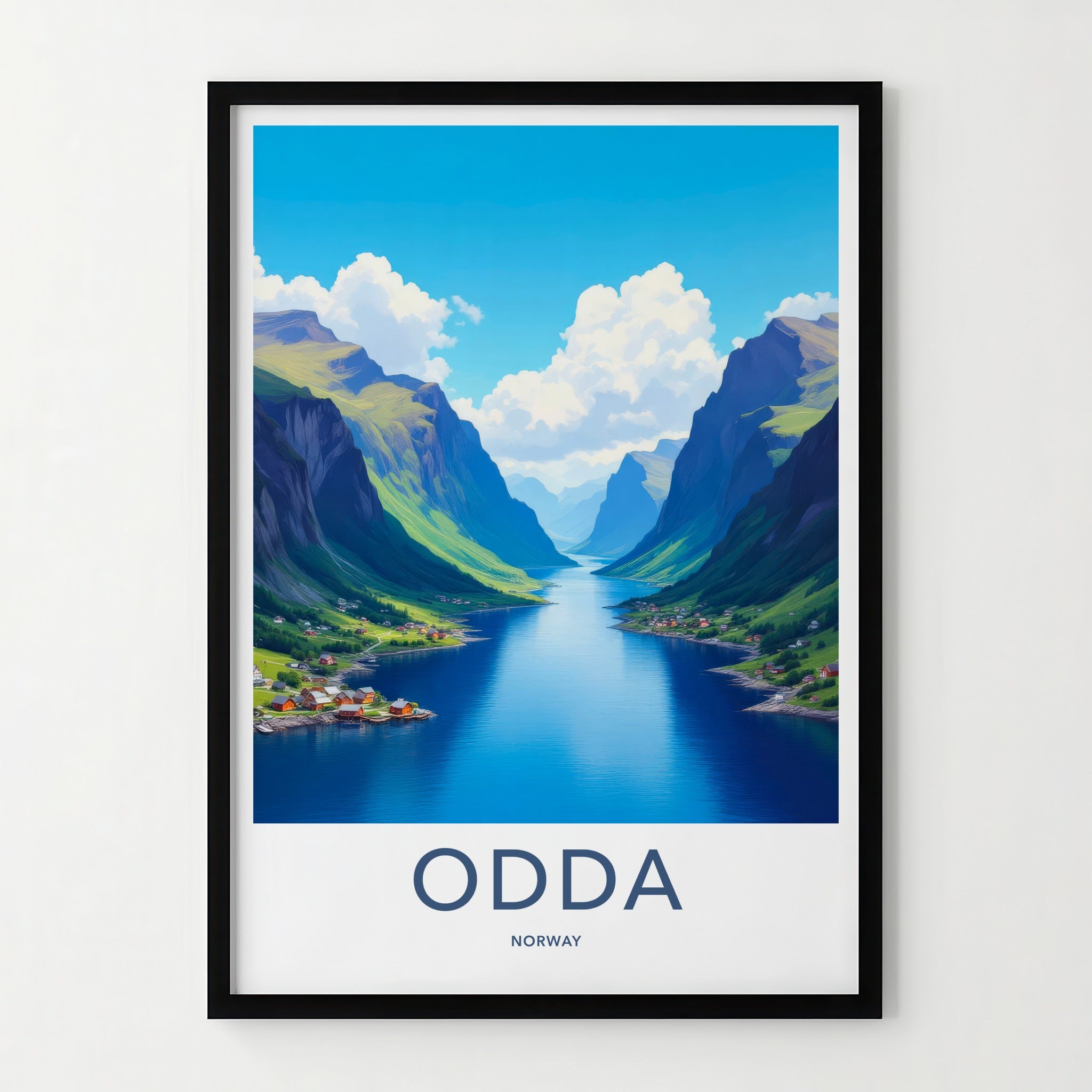 Odda Poster - Norway Travel Art - Scenic Fjord Village Home Decor