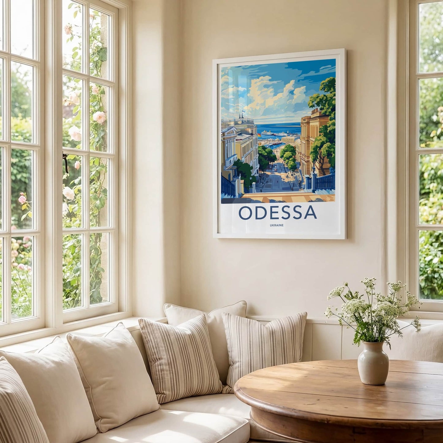 Odessa Poster - Ukraine Travel Art - Grand Staircase Harbor Wall Decor