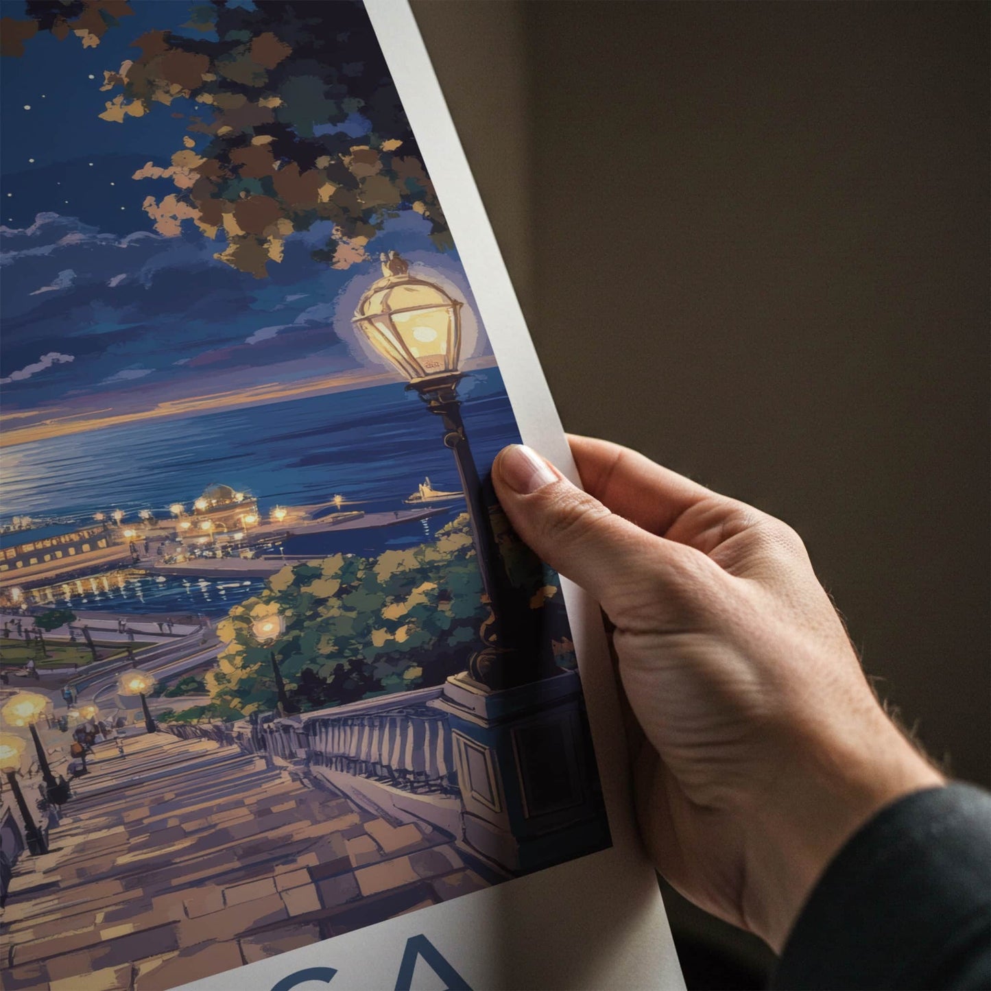 Odessa Poster - Ukraine Travel Art - Moonlit City Lights Wall Decor
