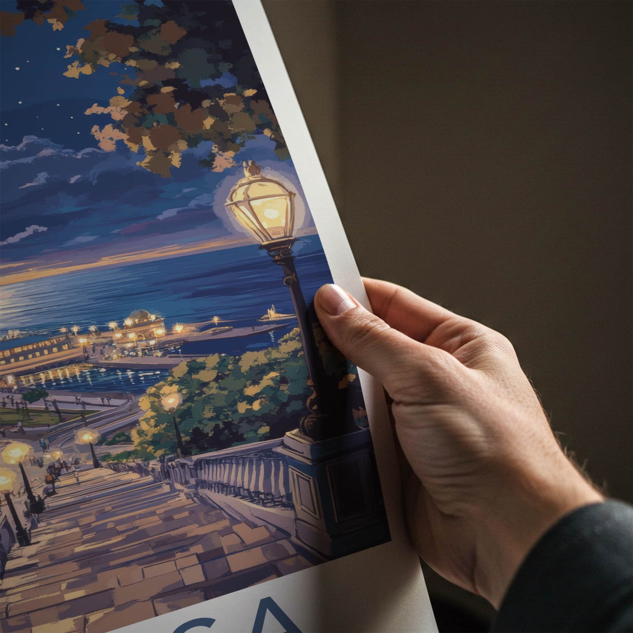 Odessa Poster - Ukraine Travel Art - Moonlit City Lights Wall Decor