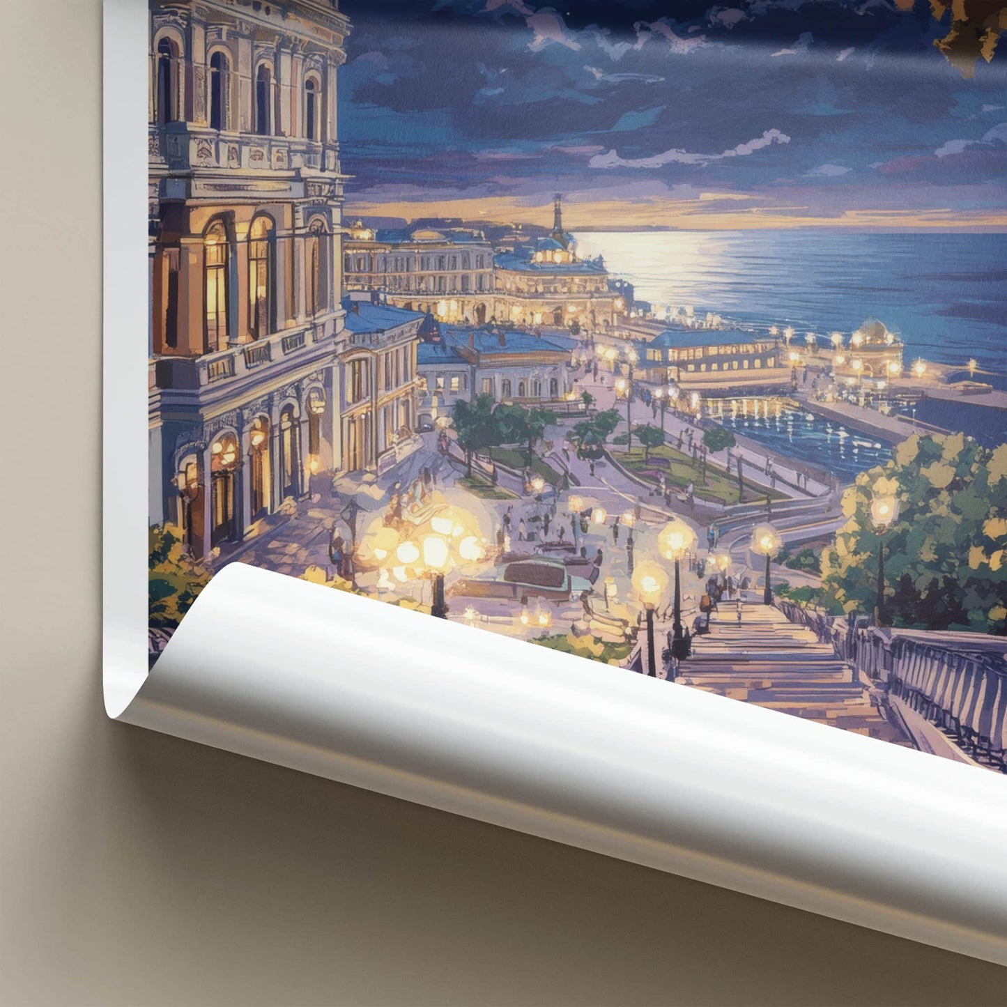 Odessa Poster - Ukraine Travel Art - Moonlit City Lights Wall Decor