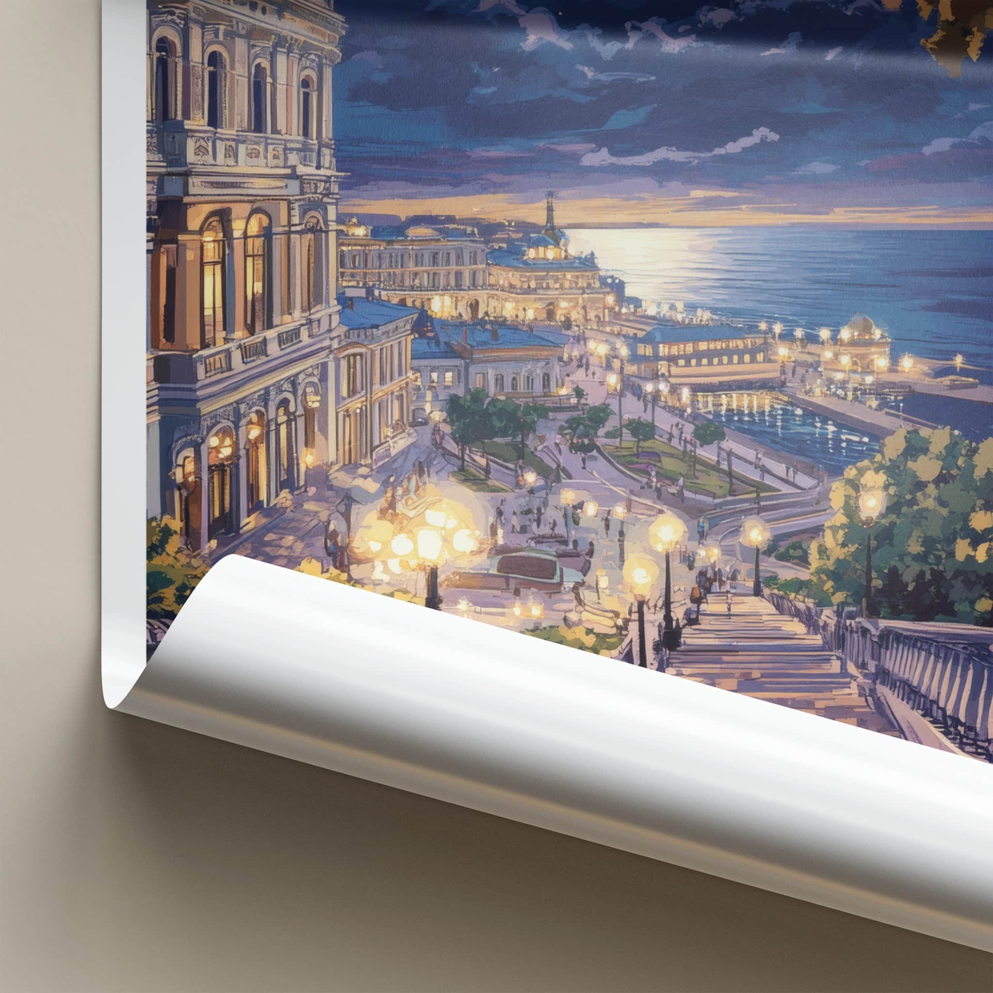 Odessa Poster - Ukraine Travel Art - Moonlit City Lights Wall Decor