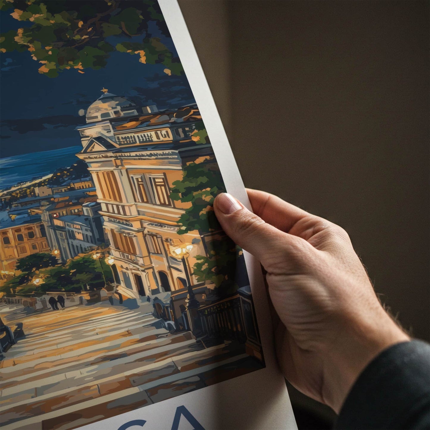 Odessa Poster - Ukraine Travel Art - Moonlit Seaside Steps Home Decor