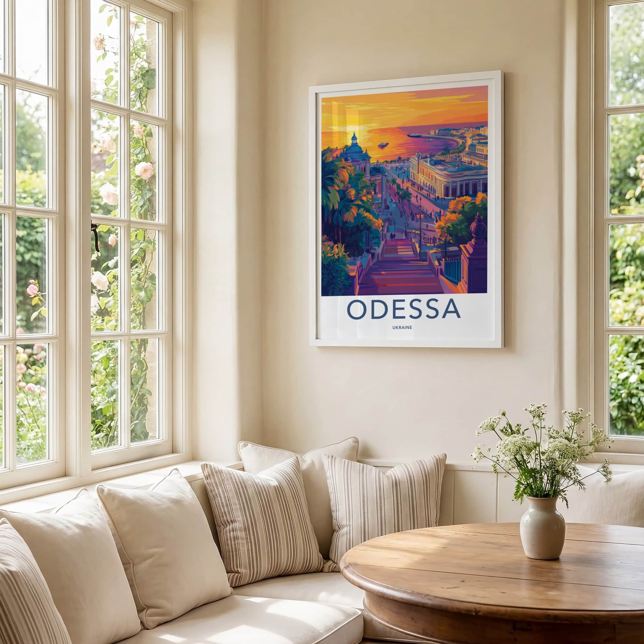 Odessa Poster - Ukraine Travel Art - Vibrant City Sunset Home Decor