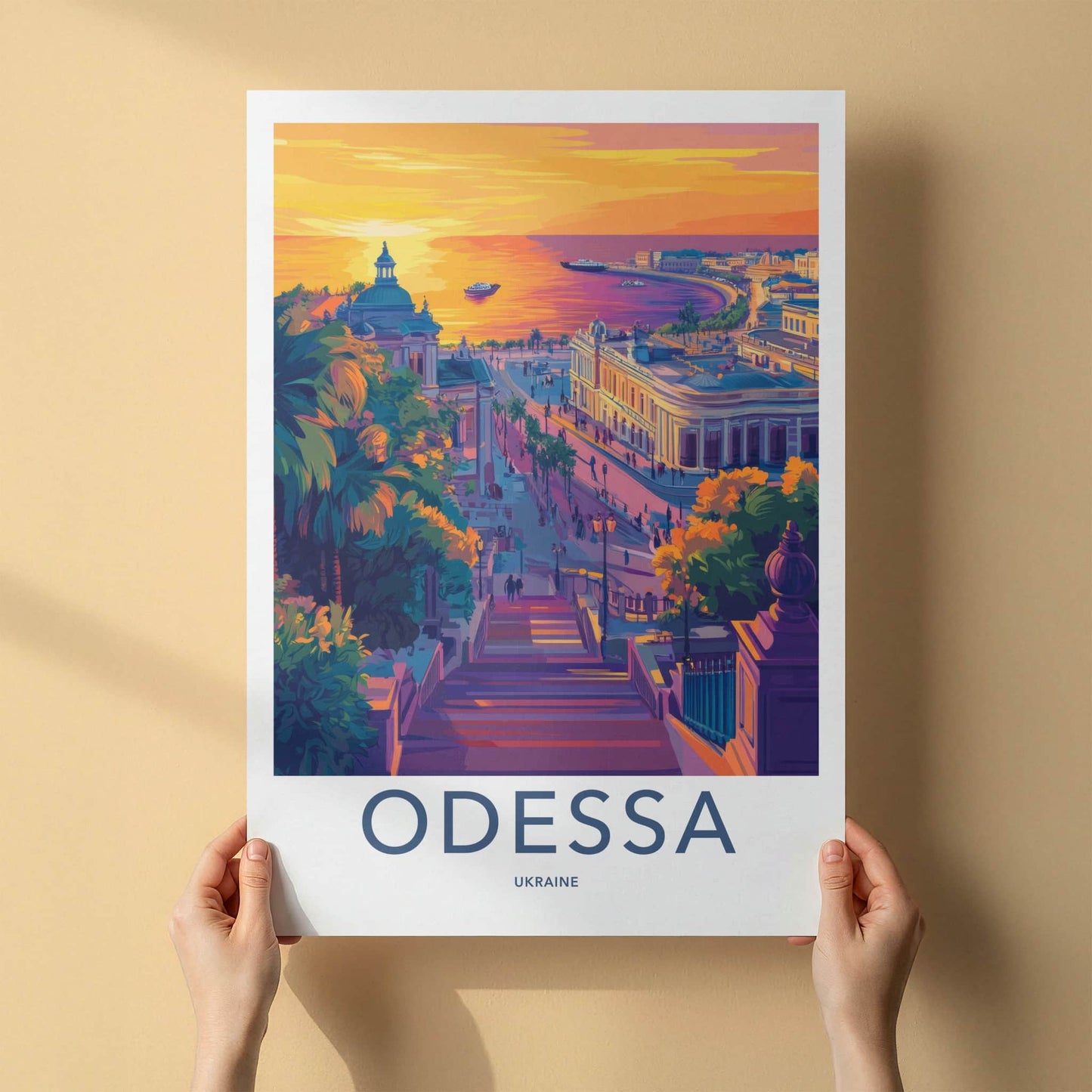 Odessa Poster - Ukraine Travel Art - Vibrant City Sunset Home Decor