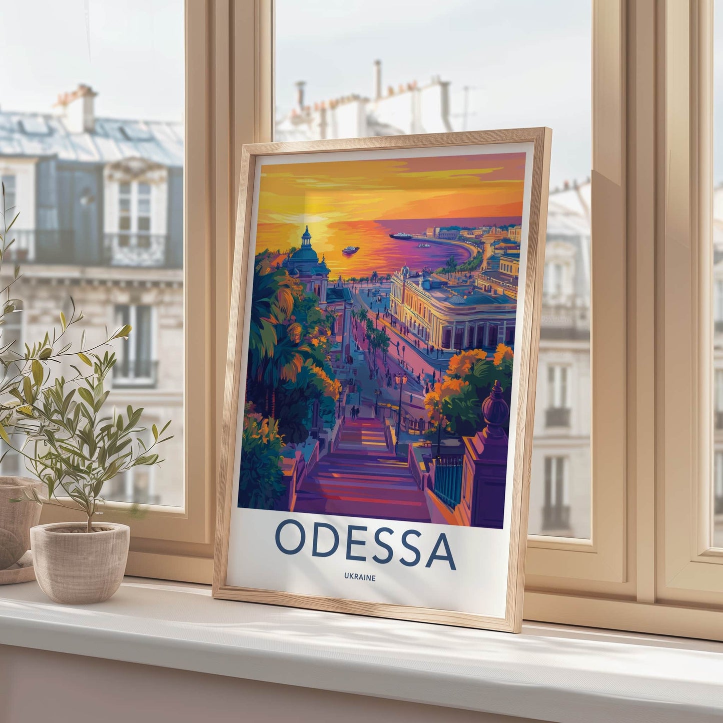 Odessa Poster - Ukraine Travel Art - Vibrant City Sunset Home Decor