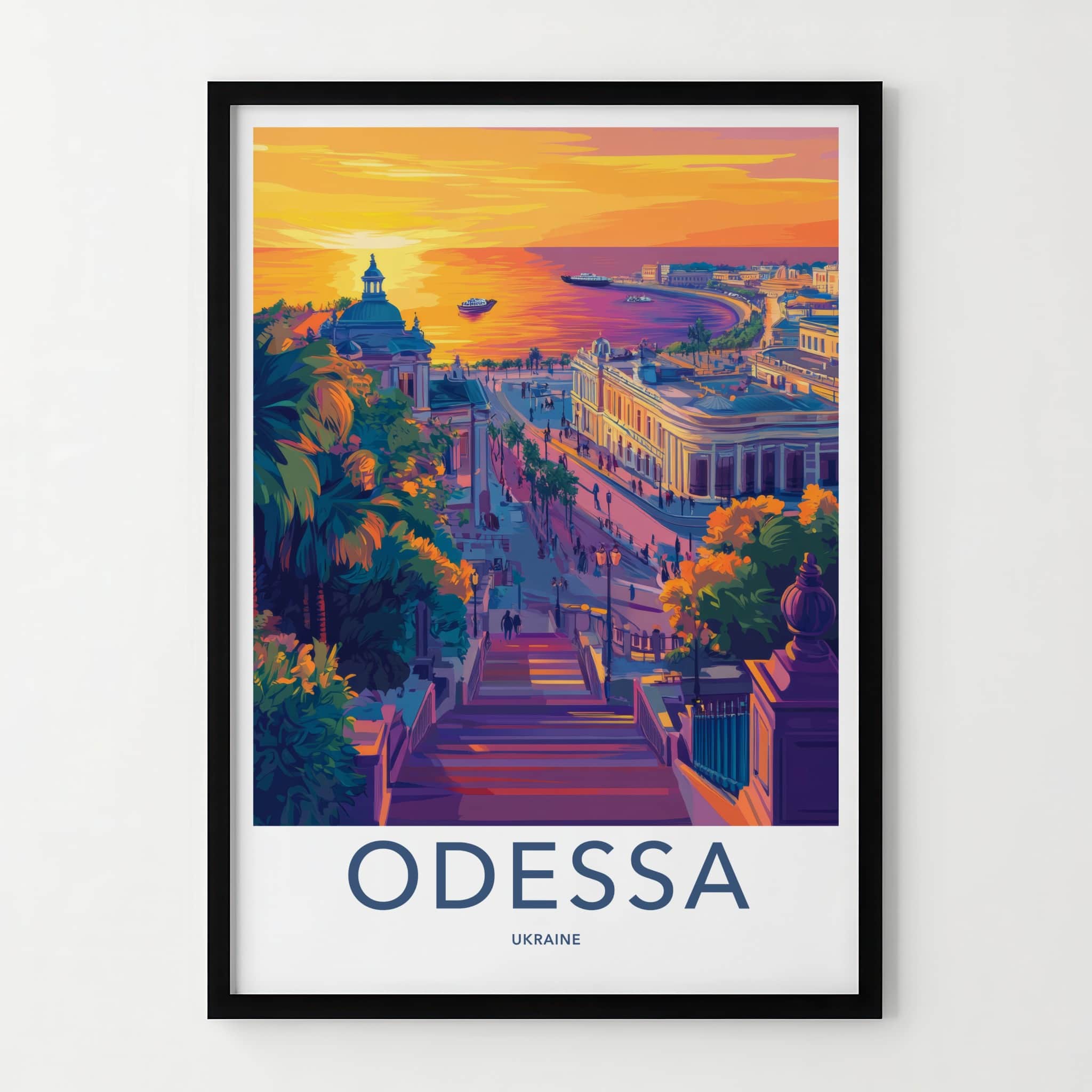 Odessa Poster - Ukraine Travel Art - Vibrant City Sunset Home Decor
