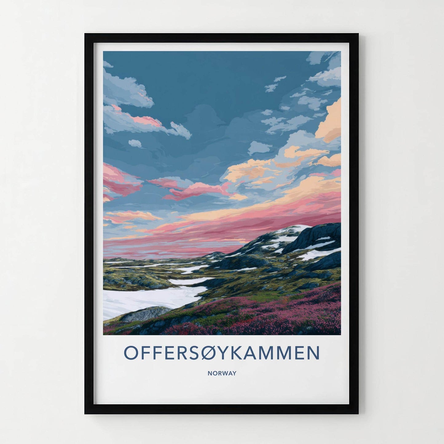 OFFERSOYKAMMEN Poster - Norway Travel Art - Vibrant Mountain Sunset Wall Decor