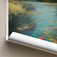 Okavango Delta Poster - Botswana Travel Art - Elephant Lily Boat Home Decor