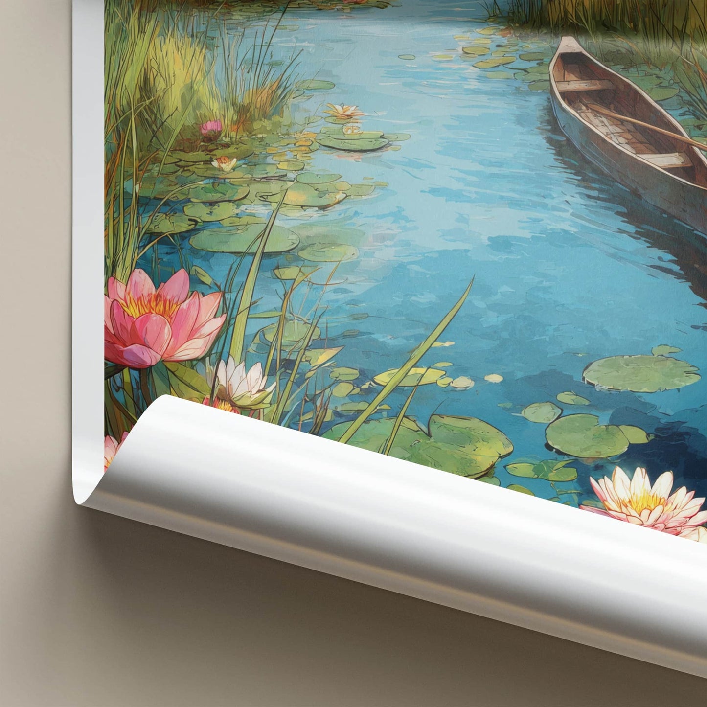 Okavango Delta Poster - Botswana Travel Print - Elephant Water Lilies Home Decor