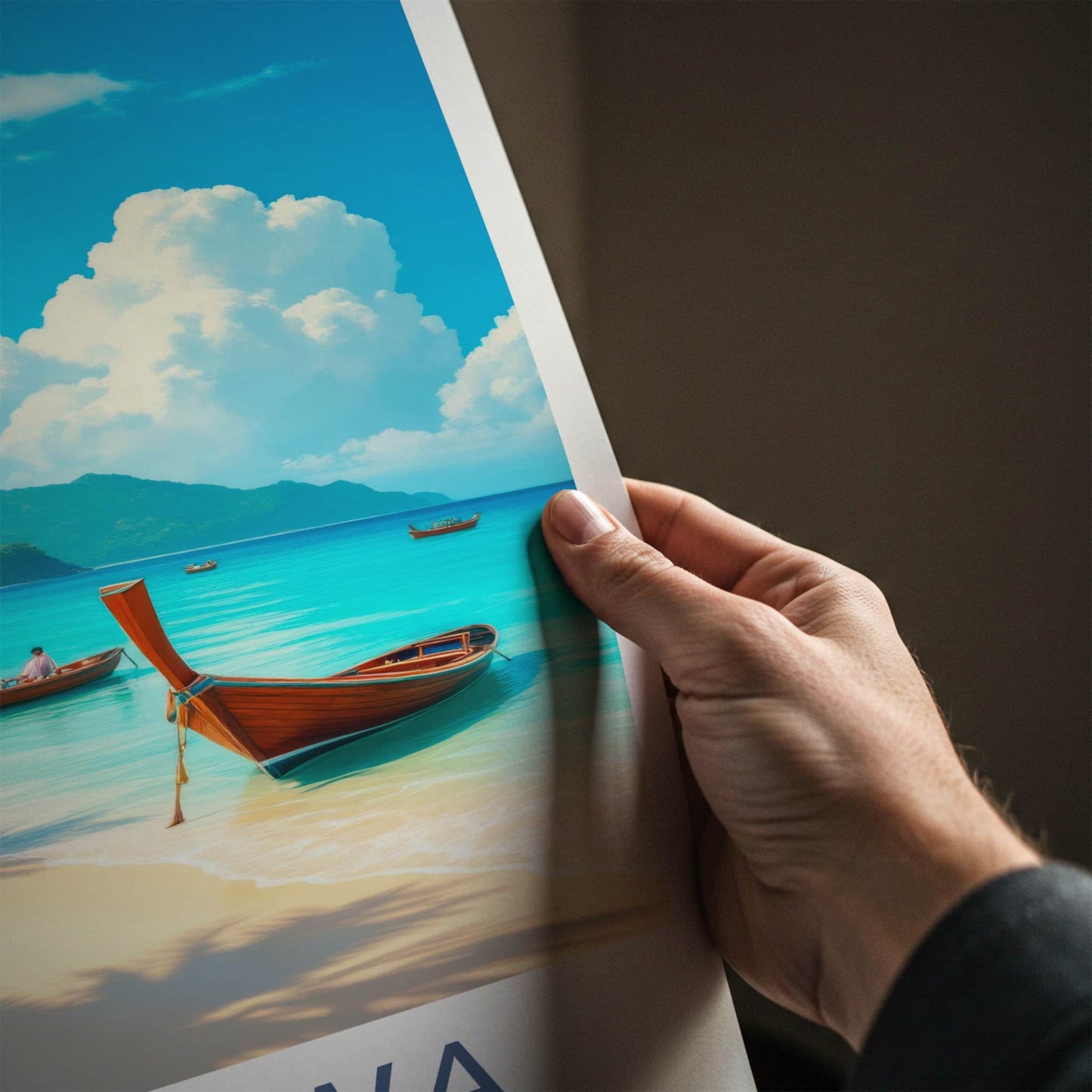 Okinawa Poster - Japan Travel Art - Scenic Coastal Longboats Home Decor