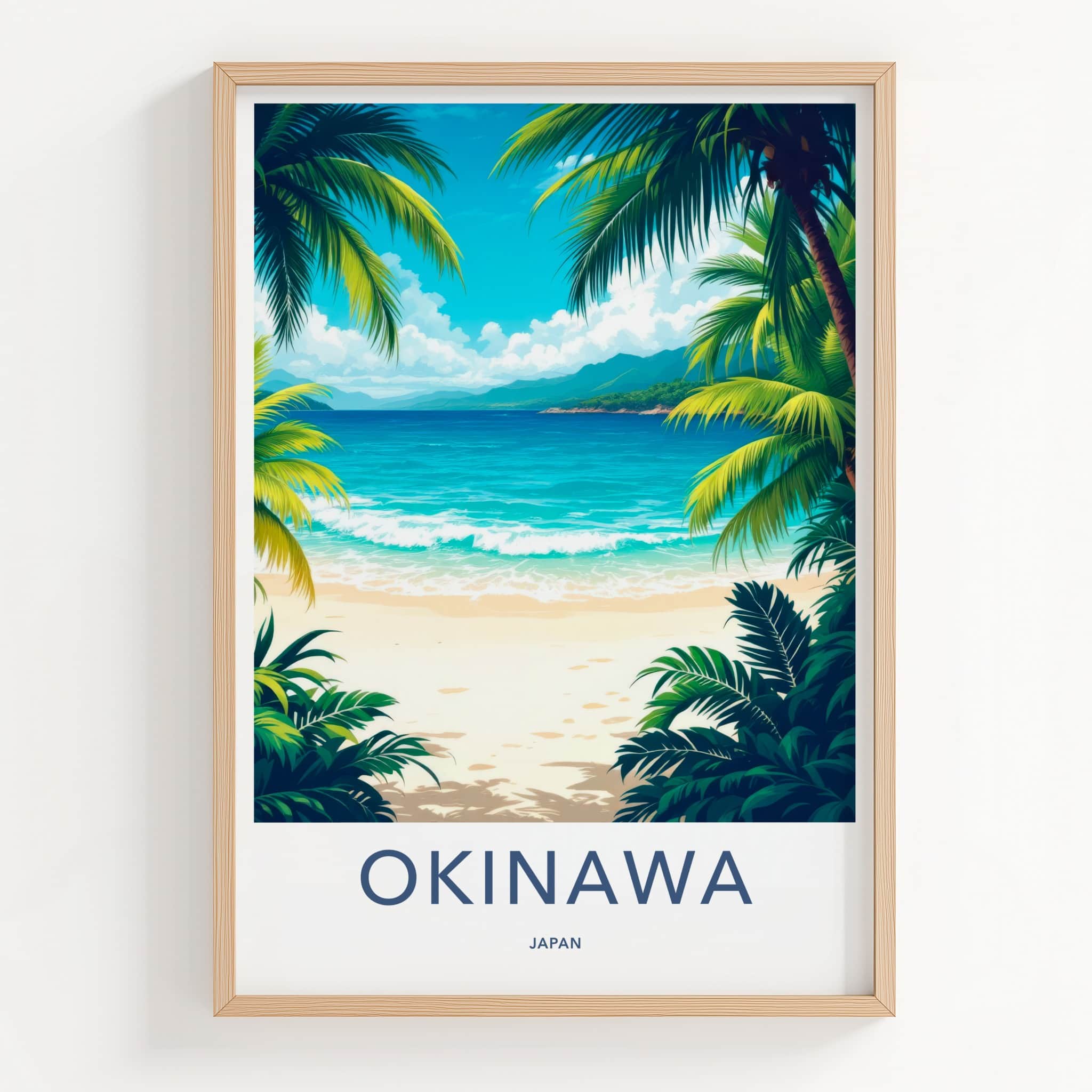 Okinawa Poster - Japan Travel Art - Sunny Beach Palms Home Decor