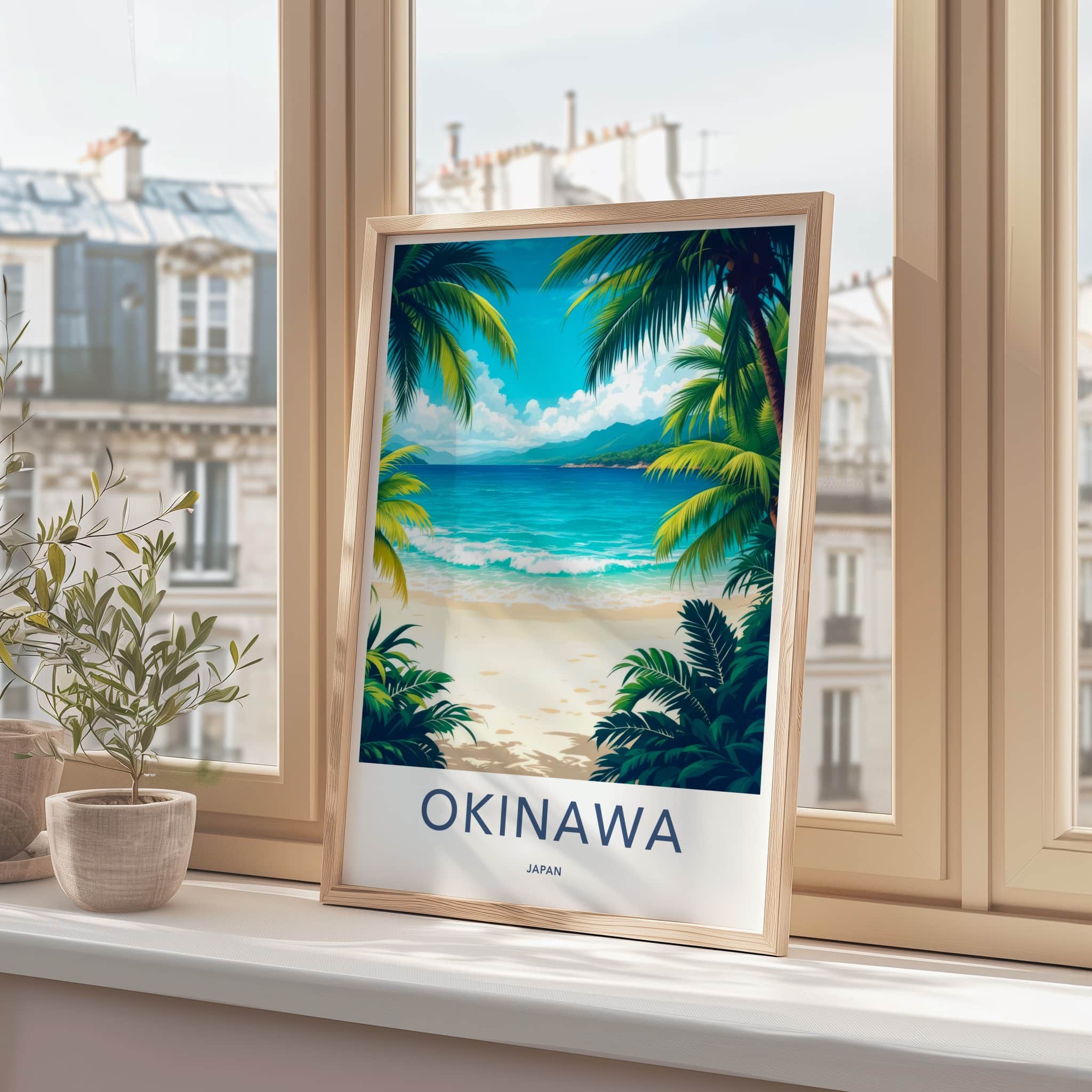 Okinawa Poster - Japan Travel Art - Sunny Beach Palms Home Decor