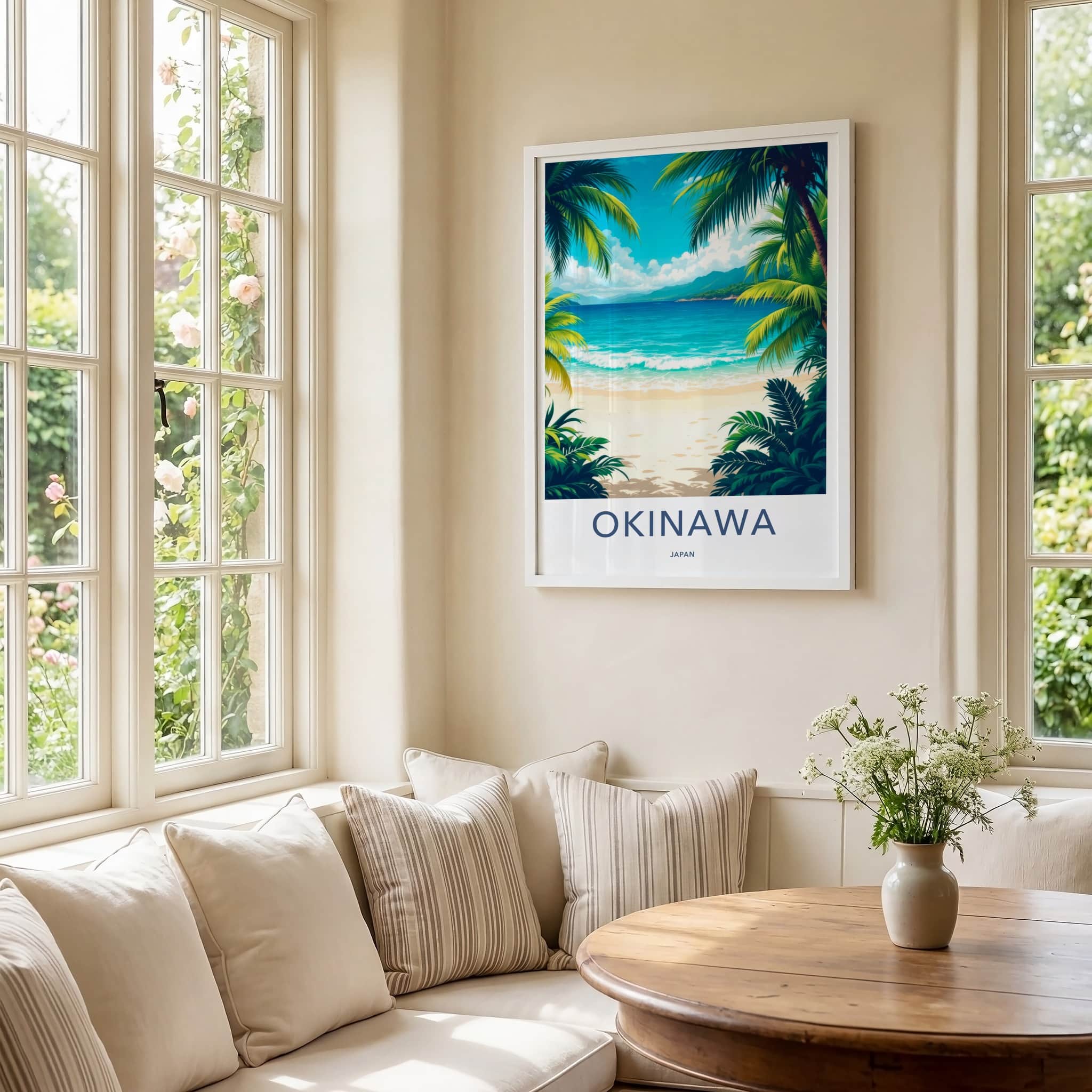 Okinawa Poster - Japan Travel Art - Sunny Beach Palms Home Decor